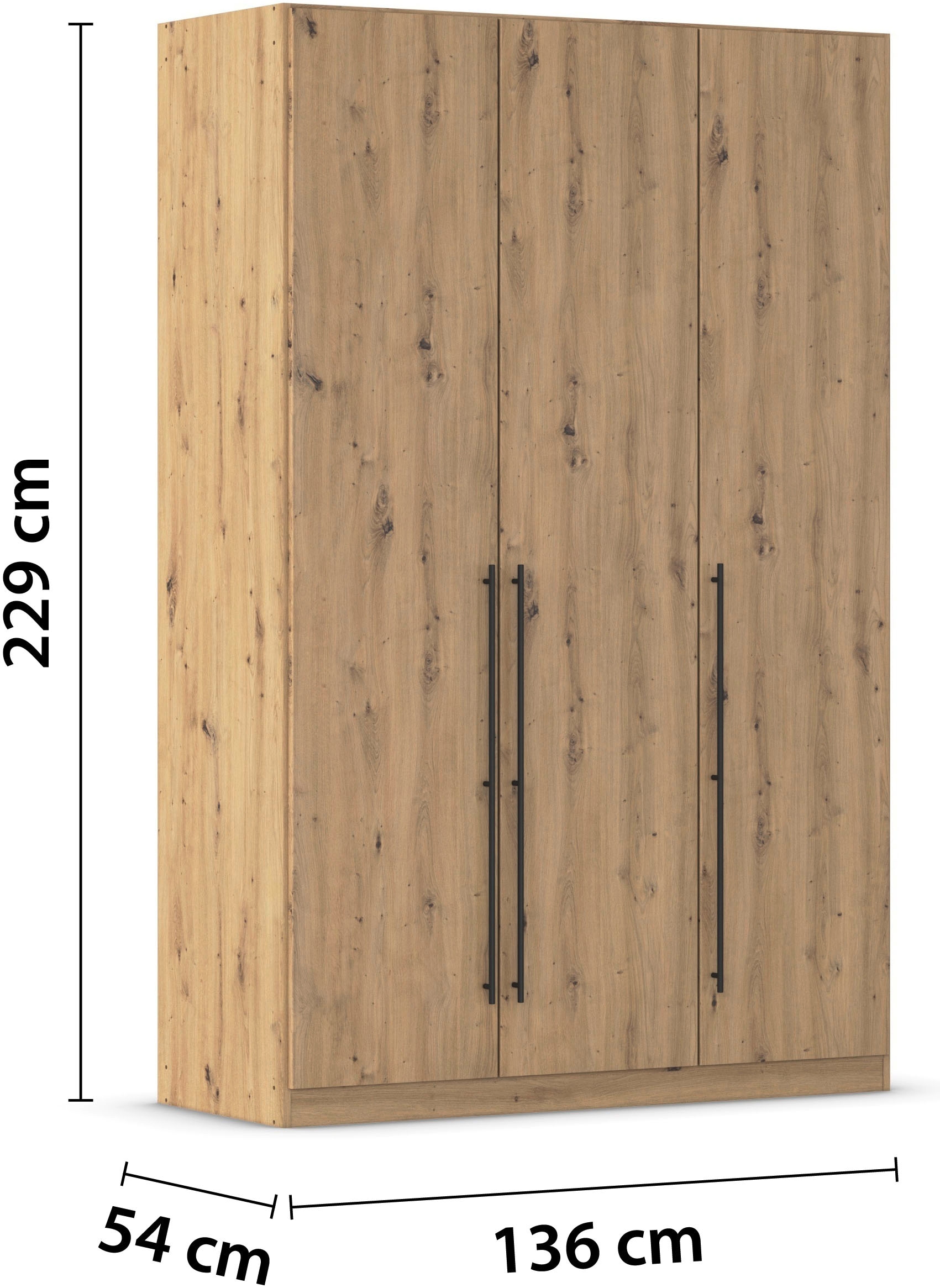 rauch Kleiderschrank, (in 3 verschiedenen Ausstattungen BASIC/CLASSIC/PREMIUM), mit hochwertigen Stangengriffen in Schwarz aus Metall MADE IN GERMANY
