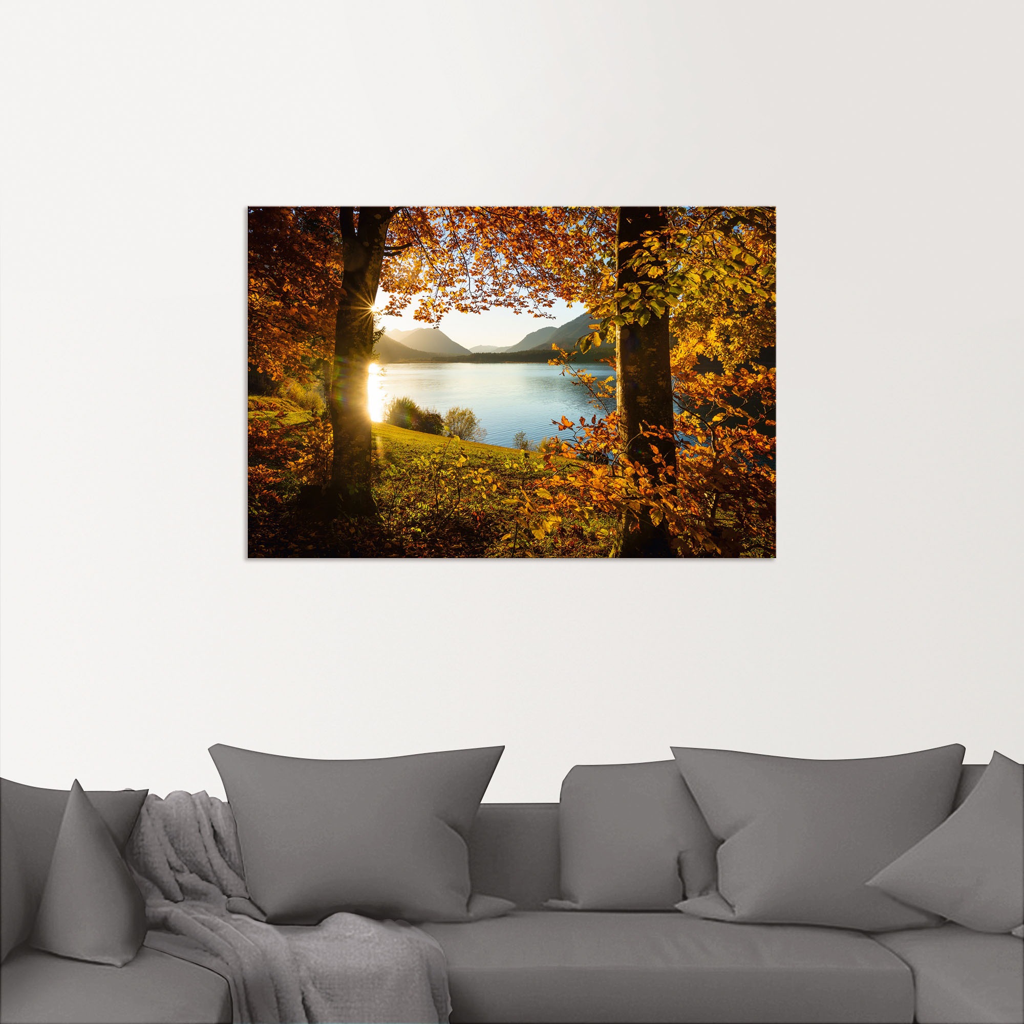 Artland Wandbild »Herbst am Sylvensteinsee«, Gewässer, (1 St.), als Alubild, Outdoorbild, Leinwandbild, Poster in verschied. Größen
