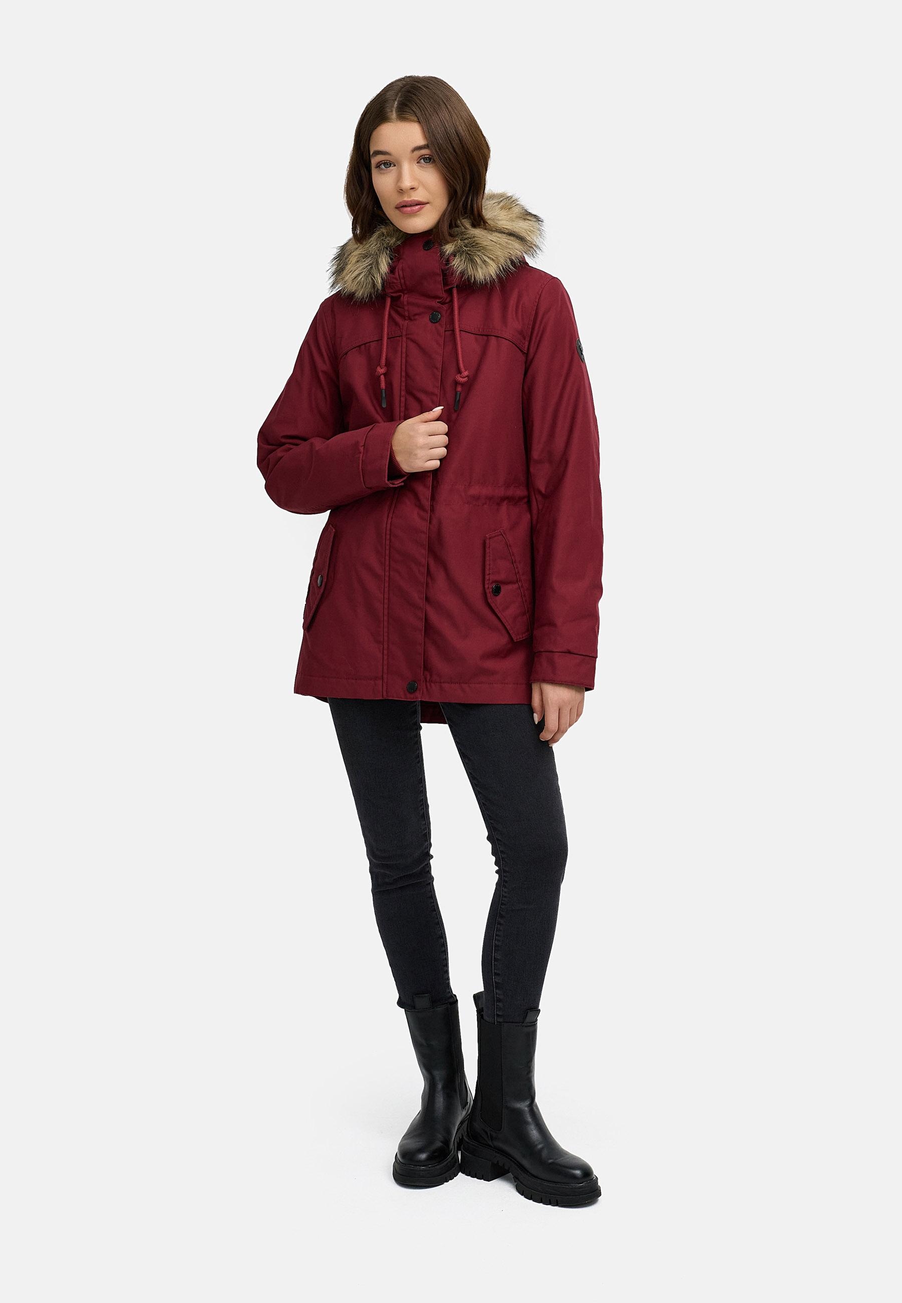 Ragwear Winterjacke »Tawny Short YOUMODO« mit Kapuze Warme Jacke mit großer Kapuze und Kunstfellkragen