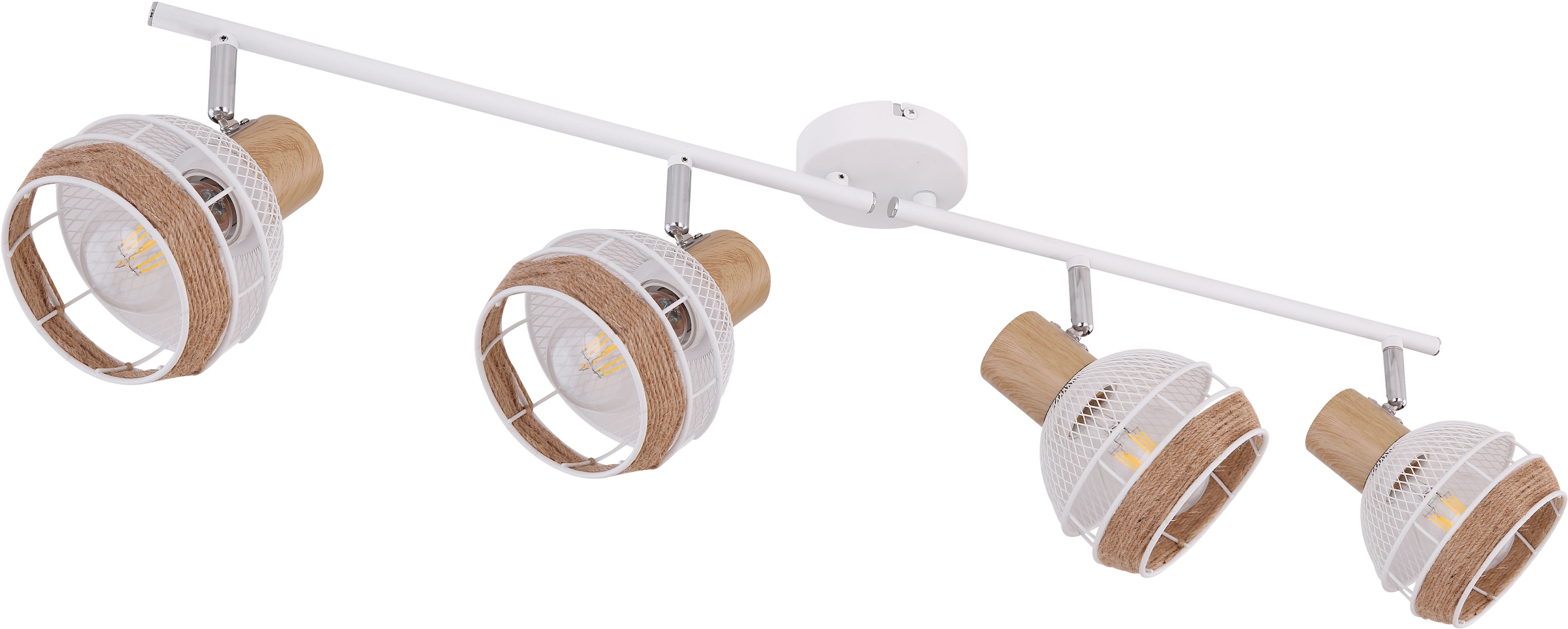 GLOBO LIGHTING Deckenstrahler »WIDY«, Leuchtmittel E27 | ohne Leuchtmittel, Deckenstrahler/weiß/holzoptik/Hanf braun/Flur/Wohnzimmer