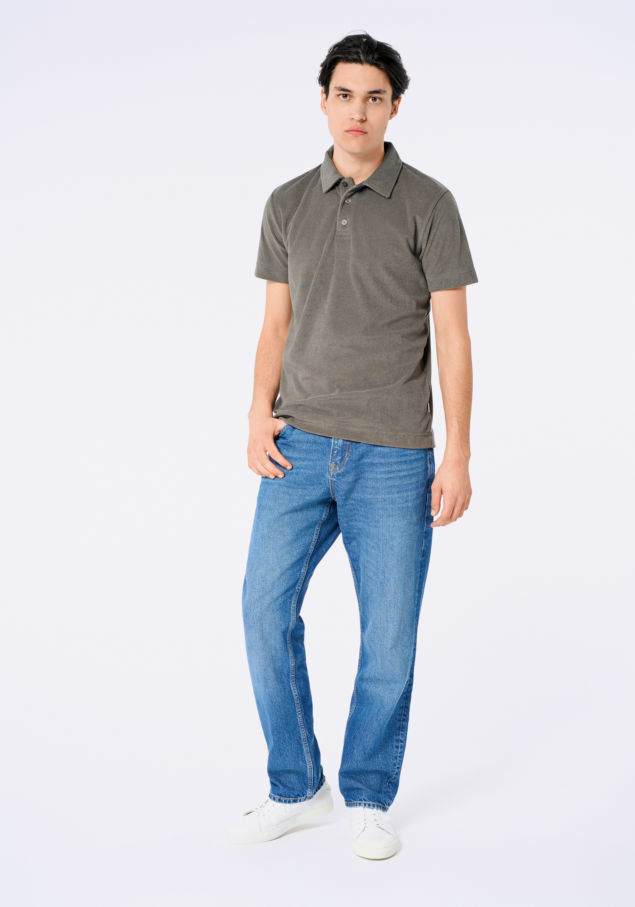 Poloshirt LINDBERGH "Poloshirt Relaxed Fit", Herren, Gr. XL, lt army, Obermaterial: 80% Baumwolle, 20% Polyester, unifarben, lässig geschnitten, Shirts 3