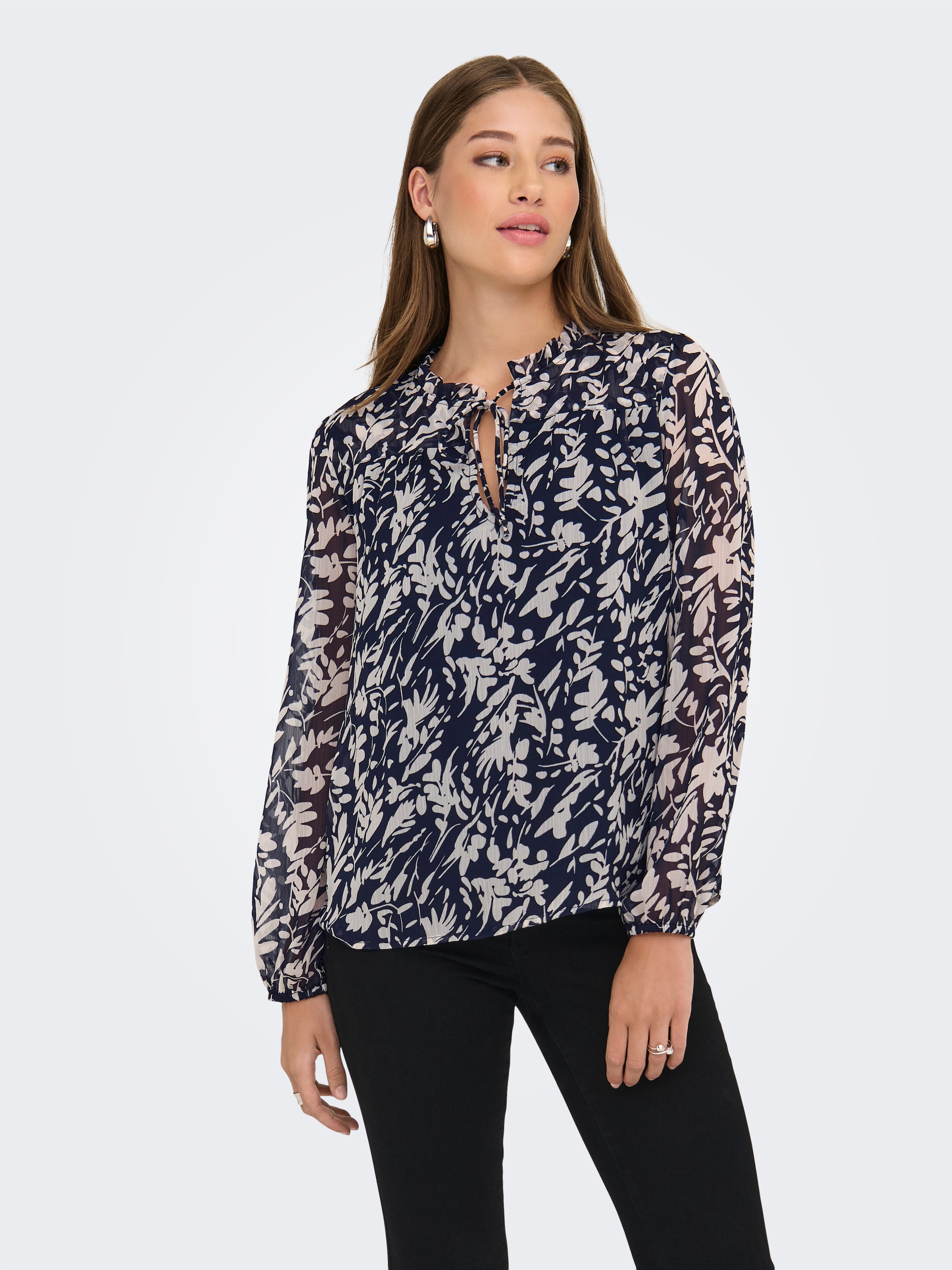 ONLY Chiffonbluse "ONLDITSY L/S BLOUSE WVN" Kunstfaser, regular fit