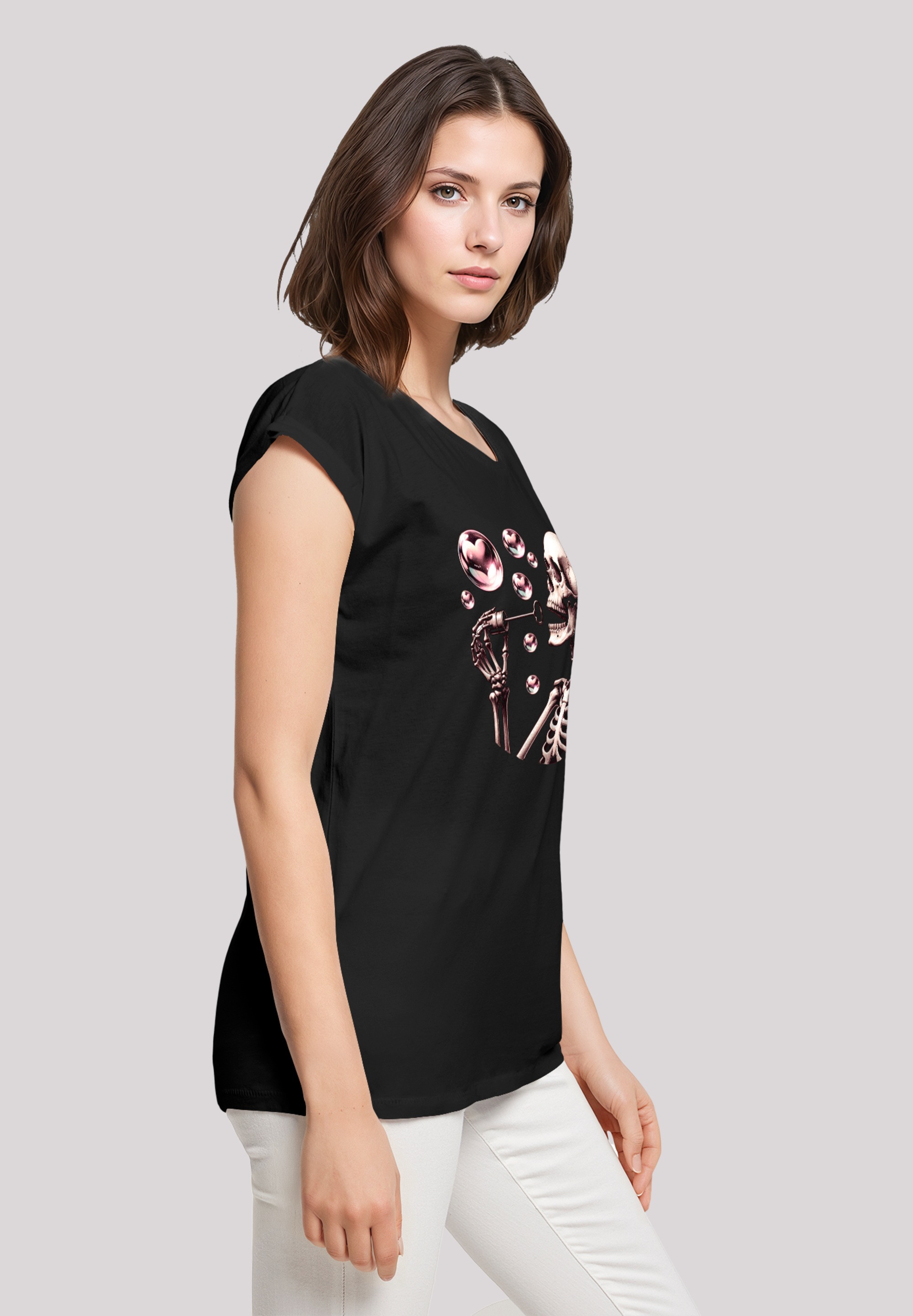 F4NT4STIC T-Shirt »Niedliches Goth Skelett Herz Seifenblasen«, Premium Qualität