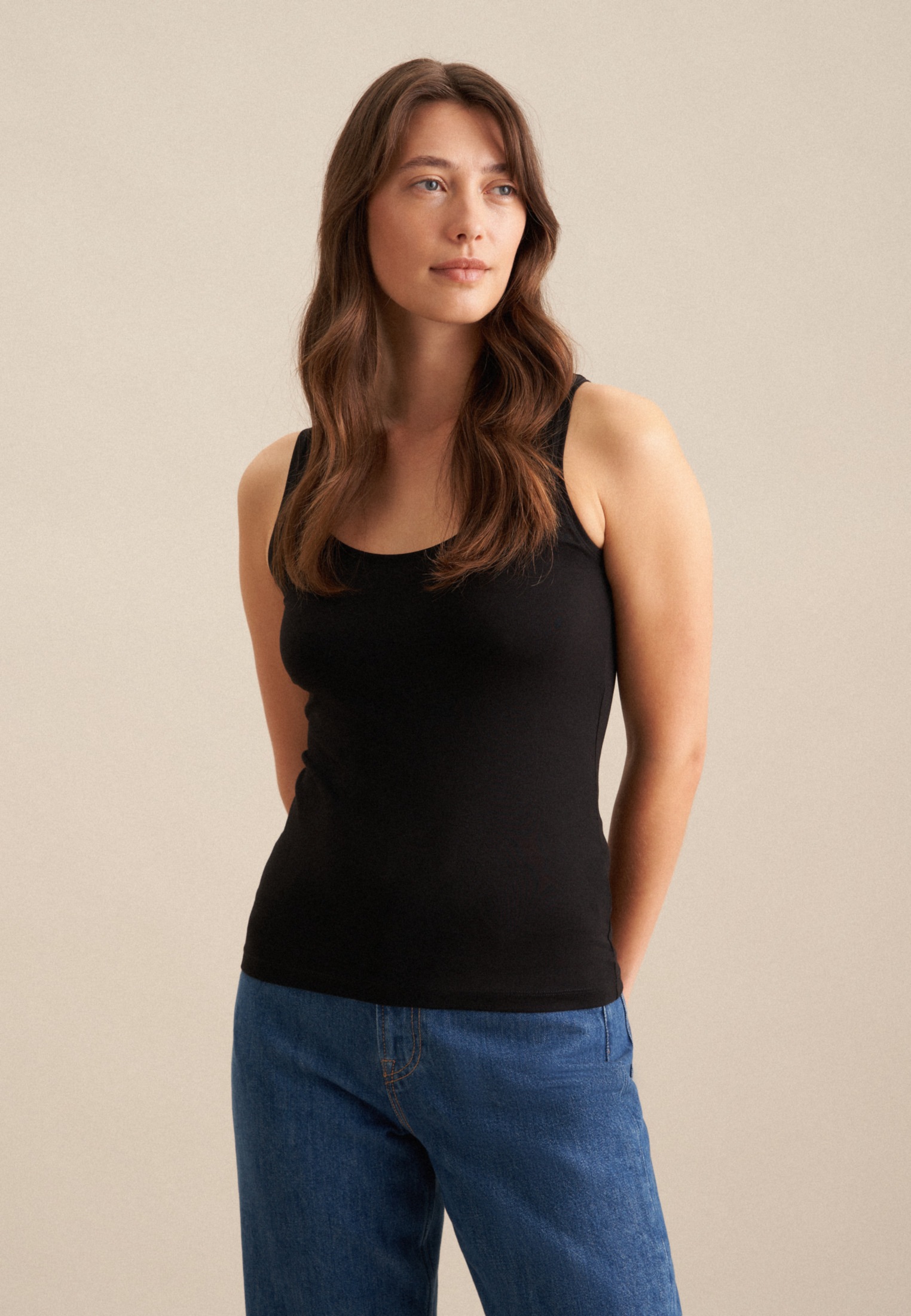 seidensticker Tanktop "Schwarze Rose" Ohne Arm Rundhals Uni günstig online kaufen