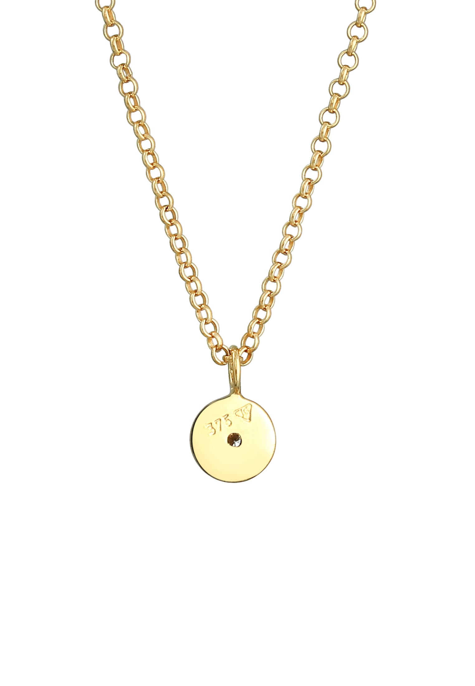Elli DIAMONDS Collierkettchen »Plättchen Rund Diamant (0.015 ct.) 375er Gelbgold«