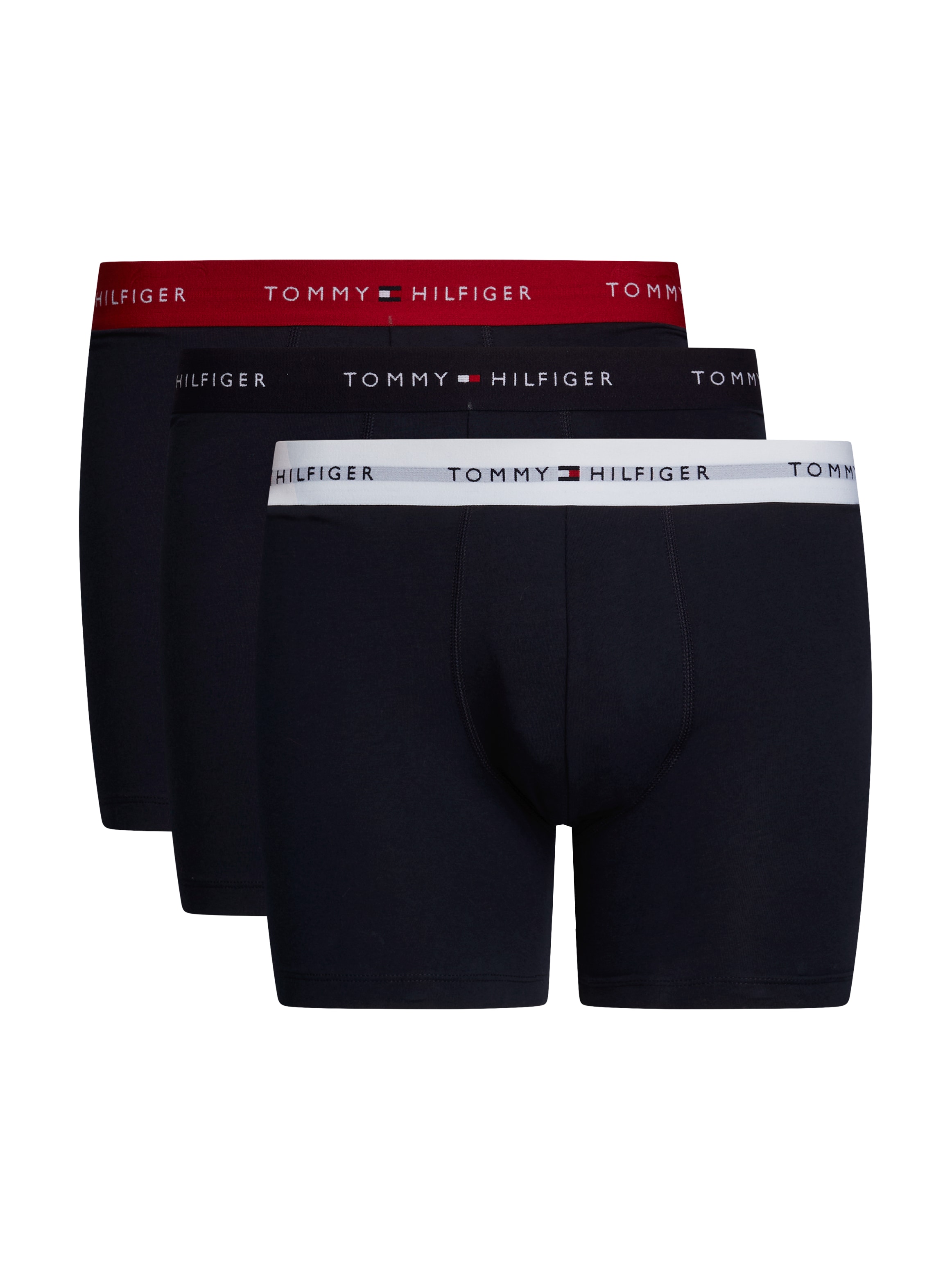 Tommy Hilfiger 3-er Set Trunks Blau mit verschiedenfarbigen Webbund günstig online kaufen