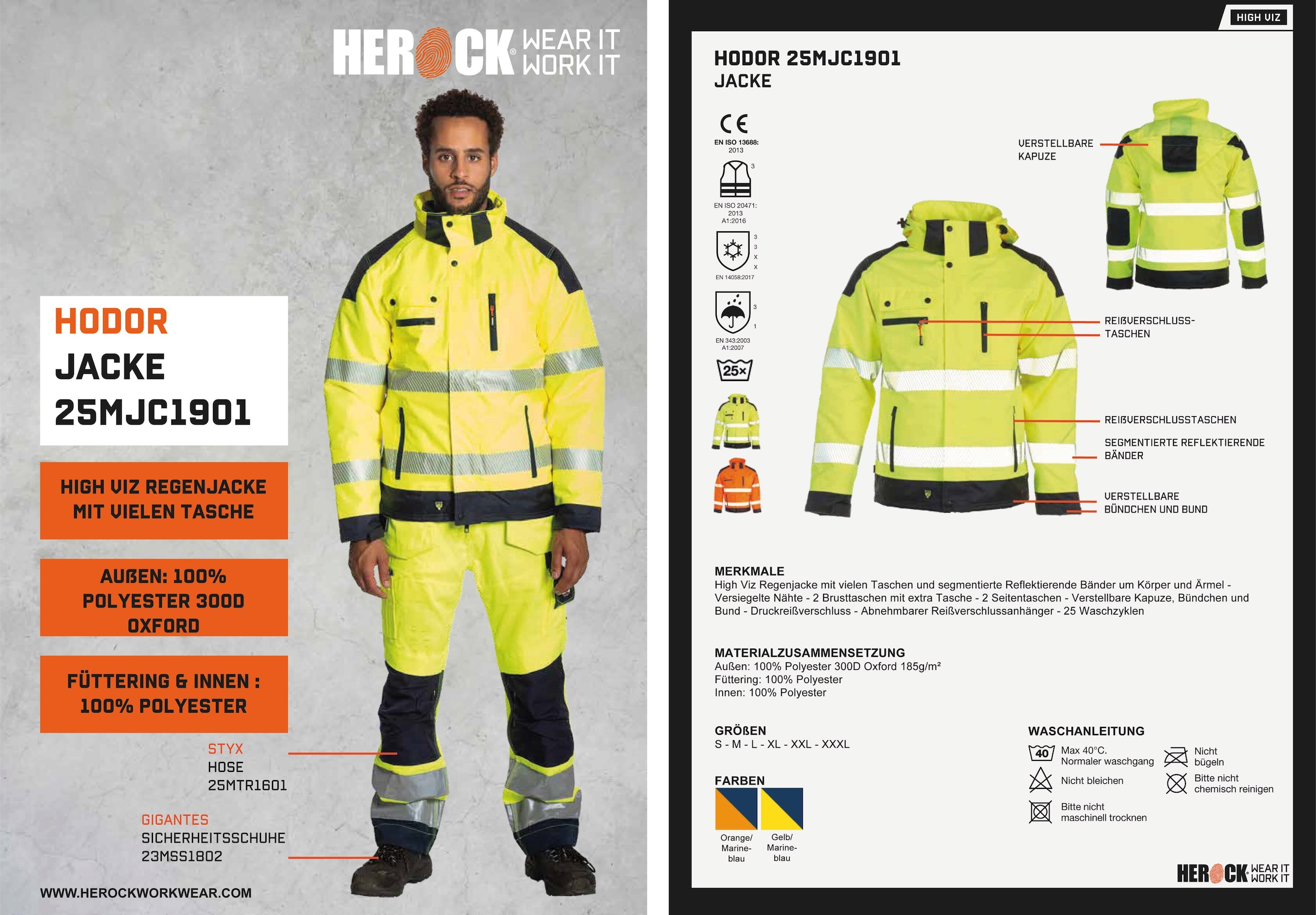 Herock Arbeitsjacke »Hodor HIGH VIZ«, Regenjacke, atmungsaktiv, winddicht, viele  Reissverschlusstaschen online kaufen | BAUR