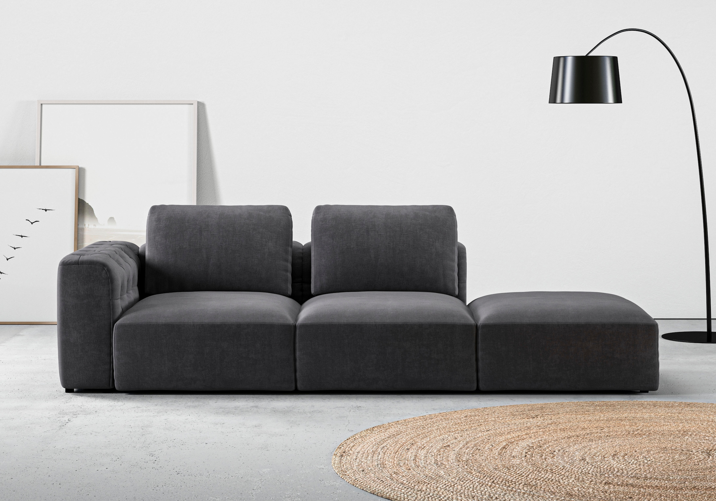 Home affaire Chaiselongue "Cushid" Modul-Sofa, bestehend aus 2-Sitzer und H günstig online kaufen