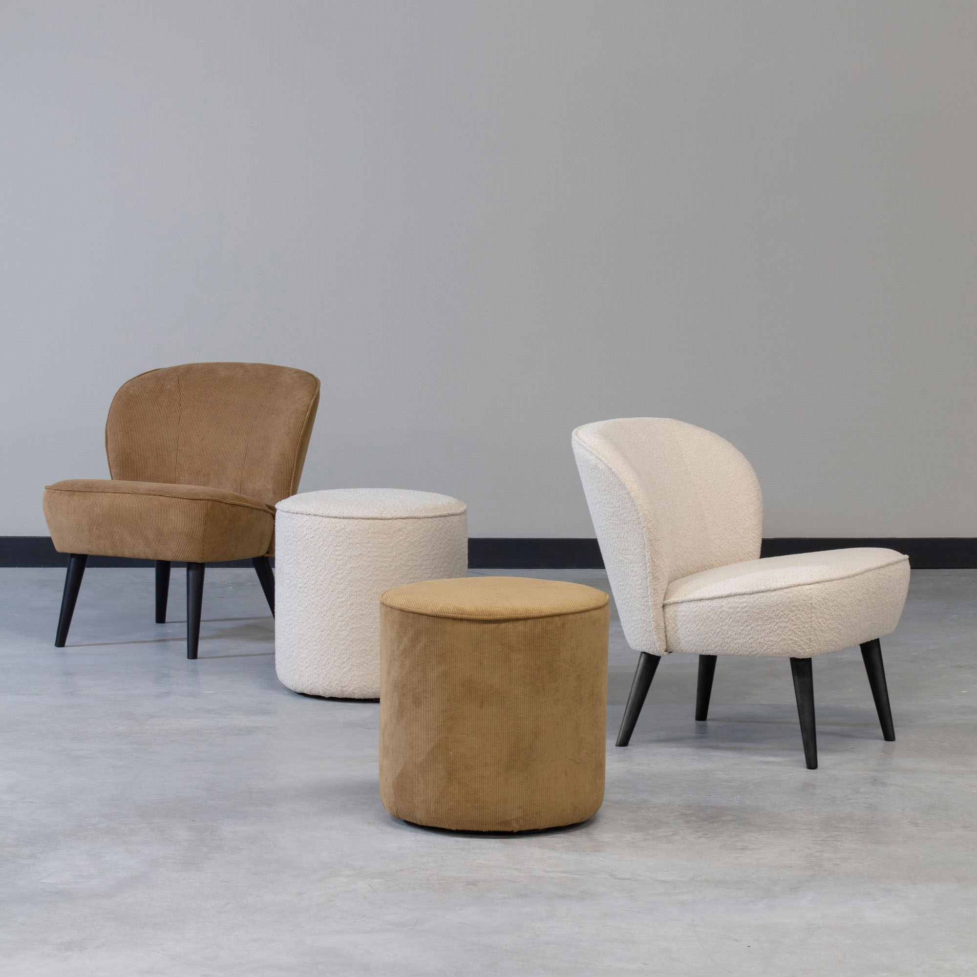 WOOOD Hocker "Sara", weich gepolstert, runde Form, H 46 cm x Ø 46 cm günstig online kaufen