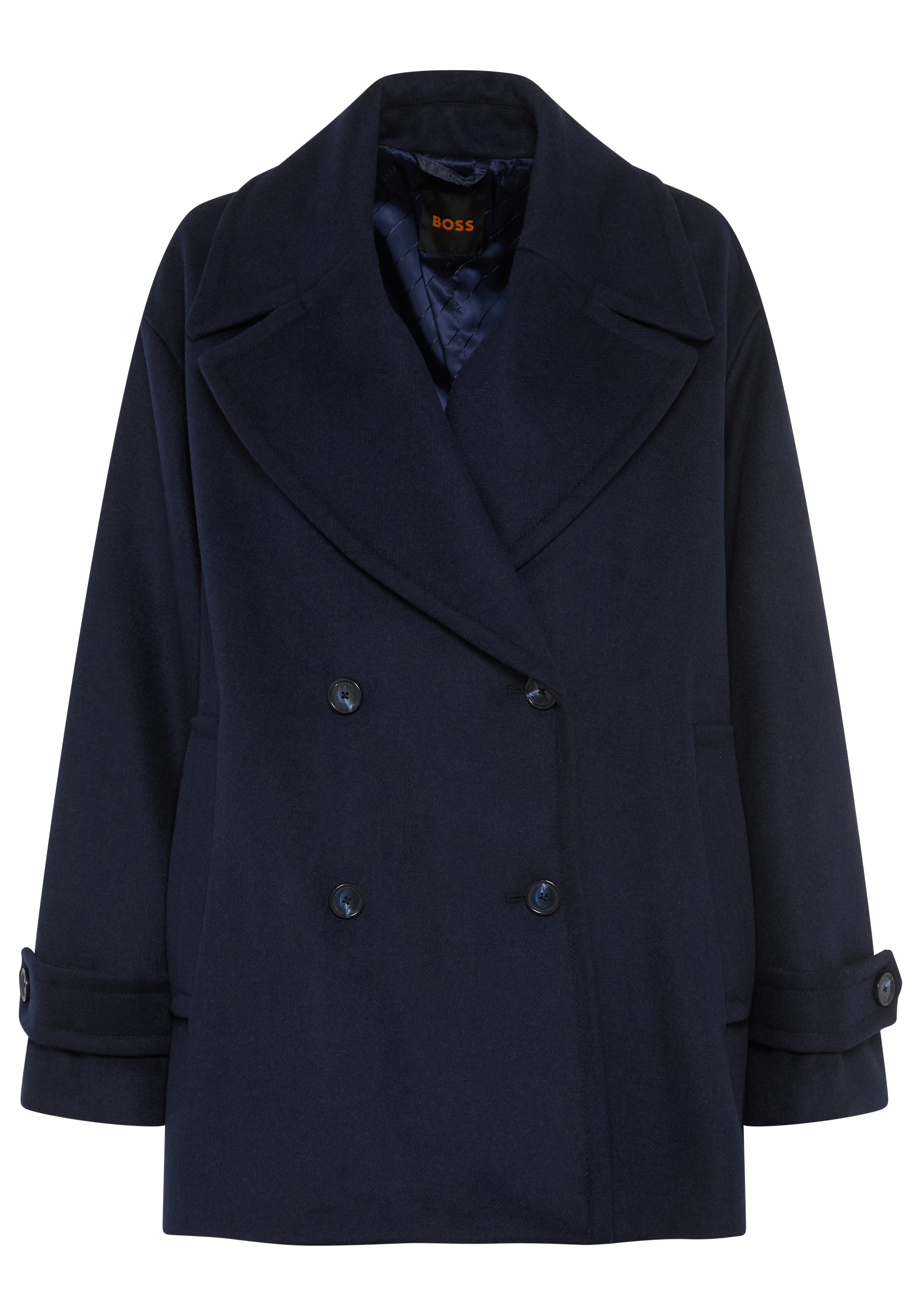 BOSS ORANGE Kurzmantel "Cisabena Premium Damenmode" mit Wollanteil, Relaxed Fit