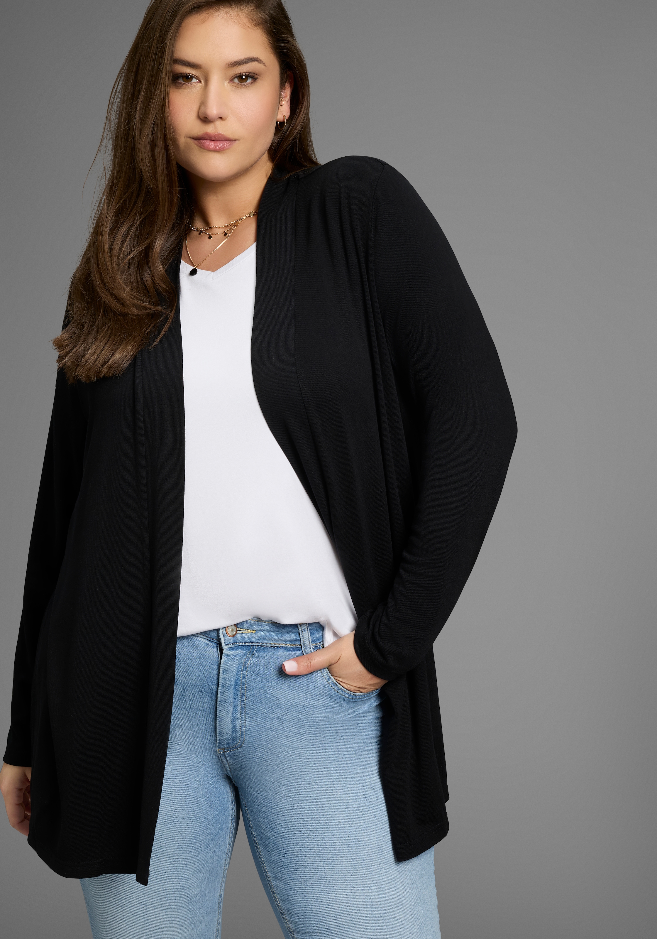Laura Scott CURVE Strickjacke "Große Größen" aus angenehmem fließendem Jerseymaterial