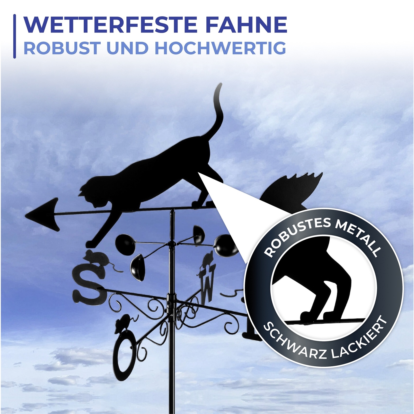 WENKO Wetterfahne »Katze« BxLxH: 50x40x170 cm
