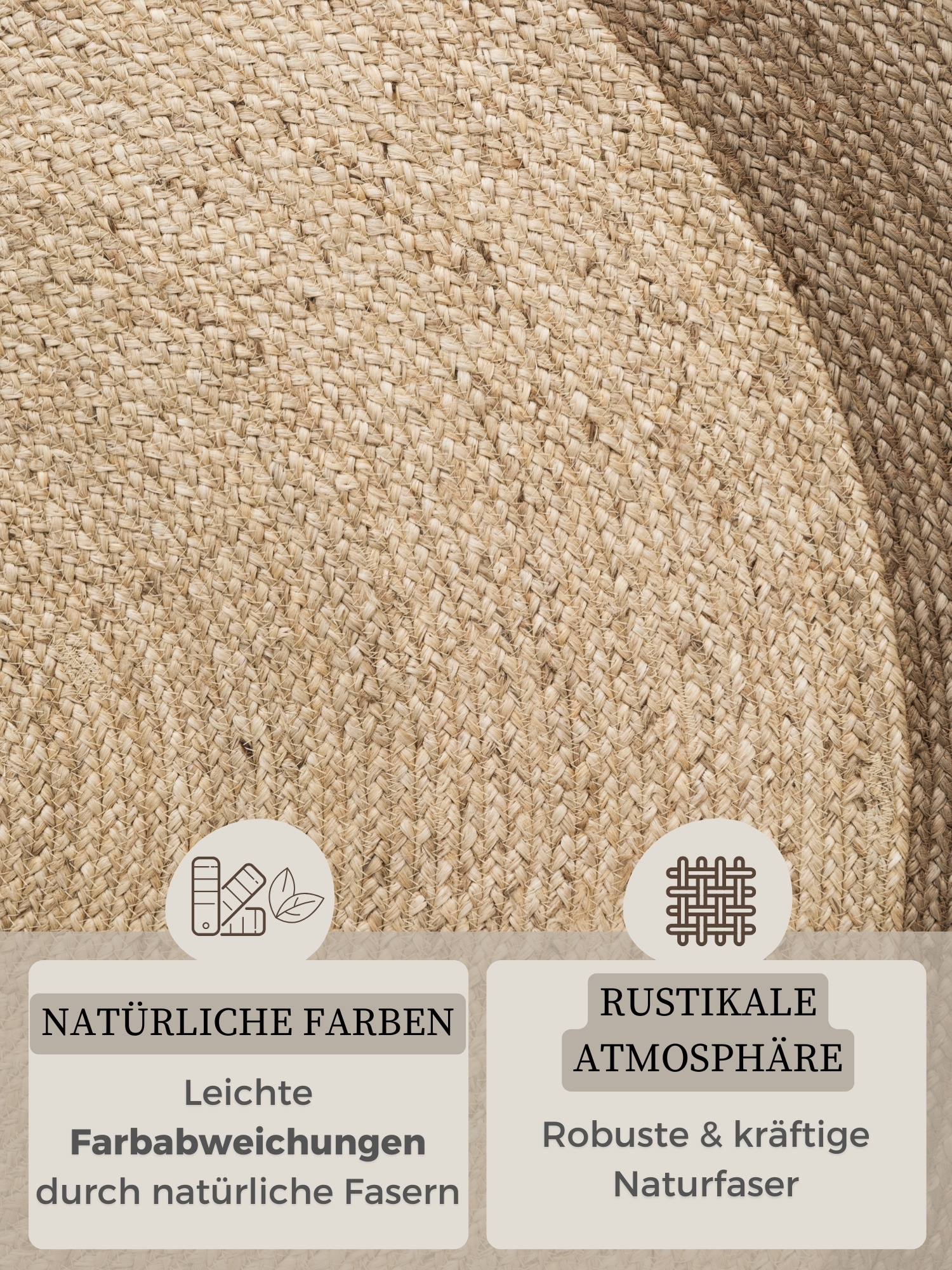 HANSE Home Teppich »Jutta Juteteppich«, rund, 9 mm Höhe, 100% Jutefaser, Natur, Wohnzimmer, Esszimmer, Flur, Boho, Skandi
