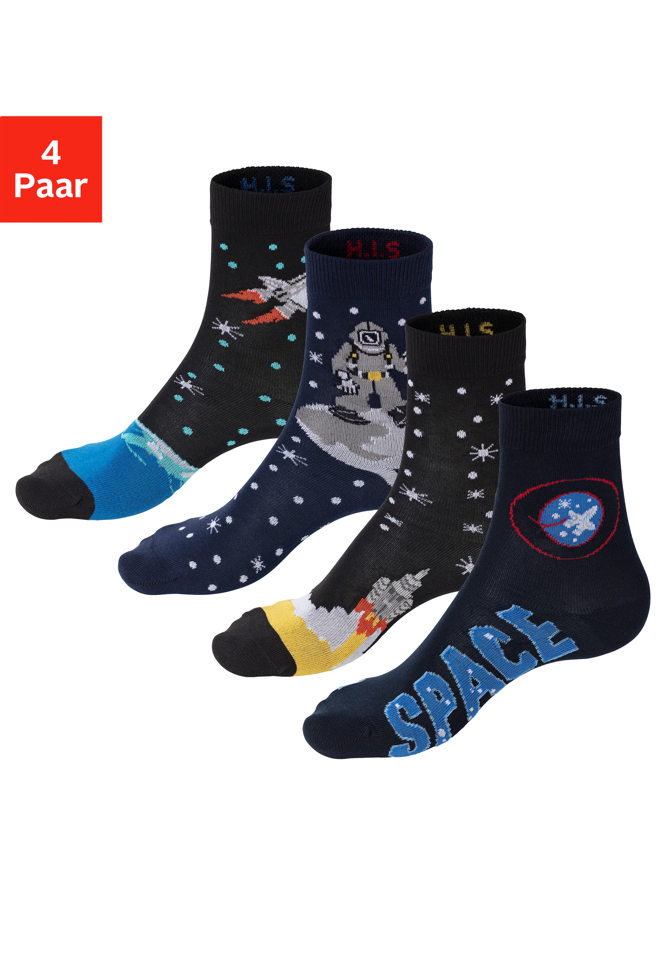 H.I.S Socken Packung, 4 Stk. tlg. mit eingestrickten Motiven günstig online kaufen