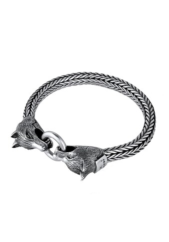 Kuzzoi Armband »Herren Wolfskopf Ringverschluss Rund 925 Silber« kaufen