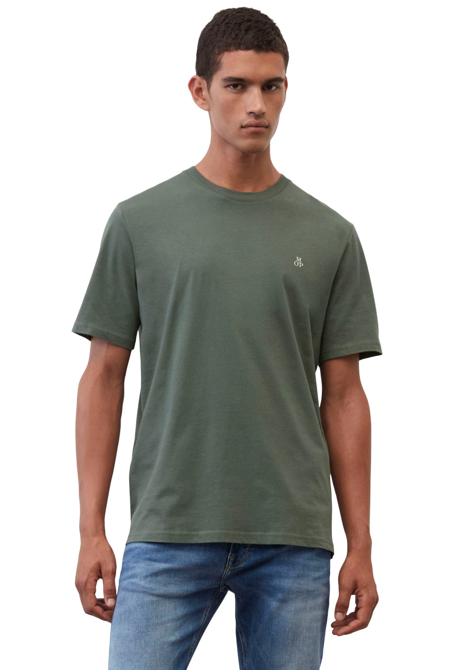 Marc O\'Polo bestellen Logo-T-Shirt, | Bio-Baumwolle BAUR T-Shirt, aus ▷ shaped