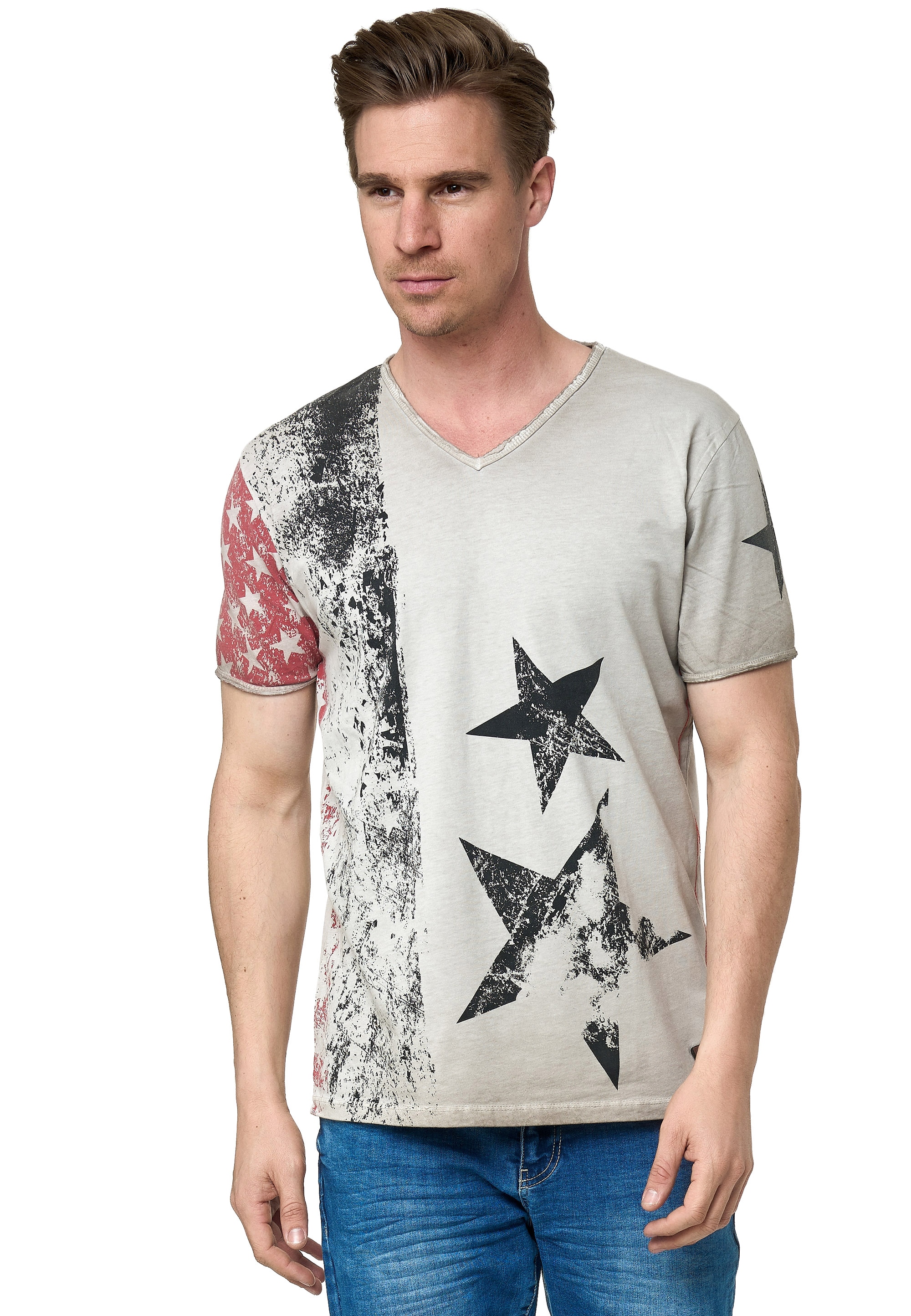 T-Shirt, mit V-Neck