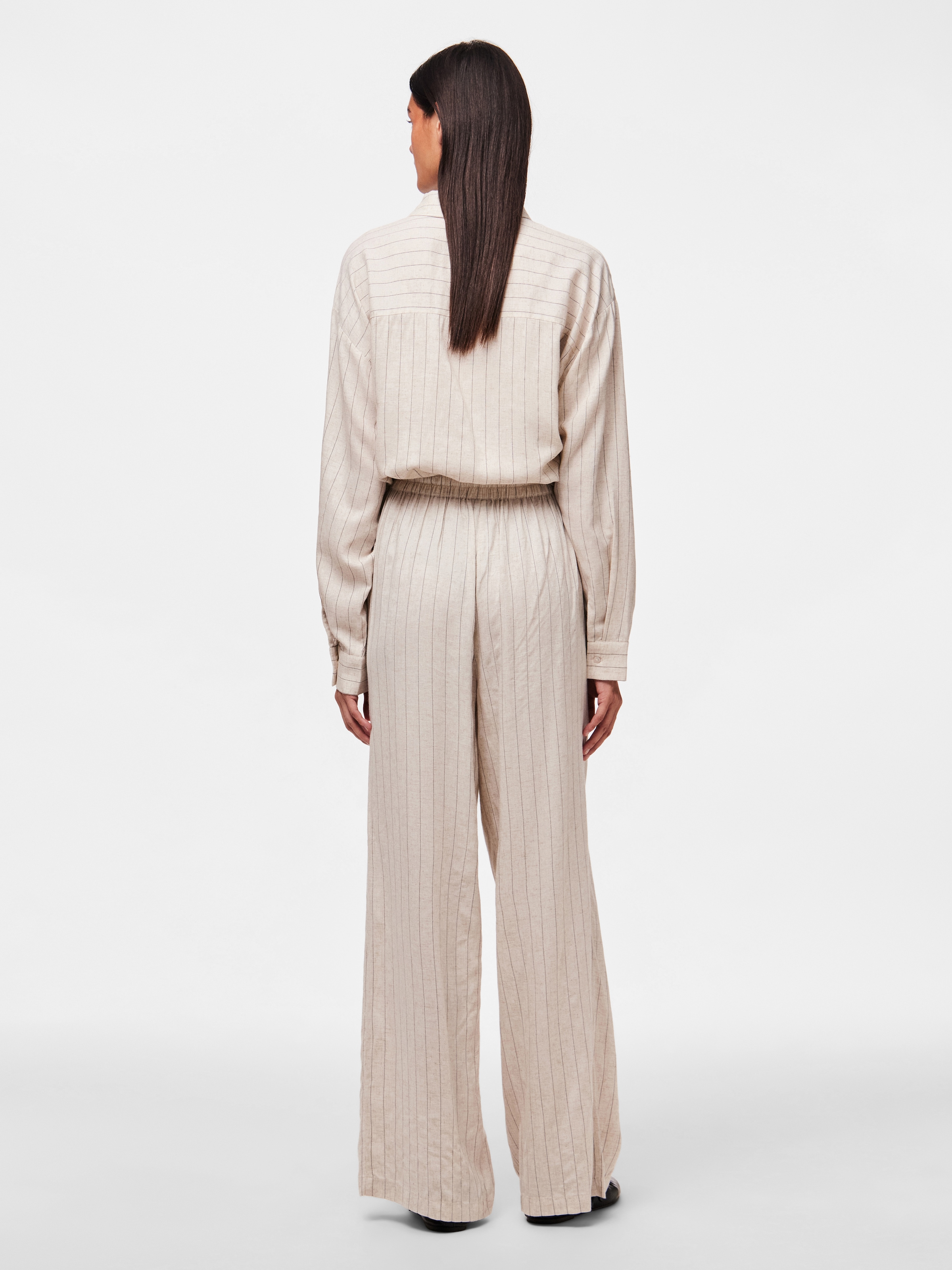 pieces Schlupfhose »PCPIA HW WIDE PANTS WVN NOOS«, mit Leinen