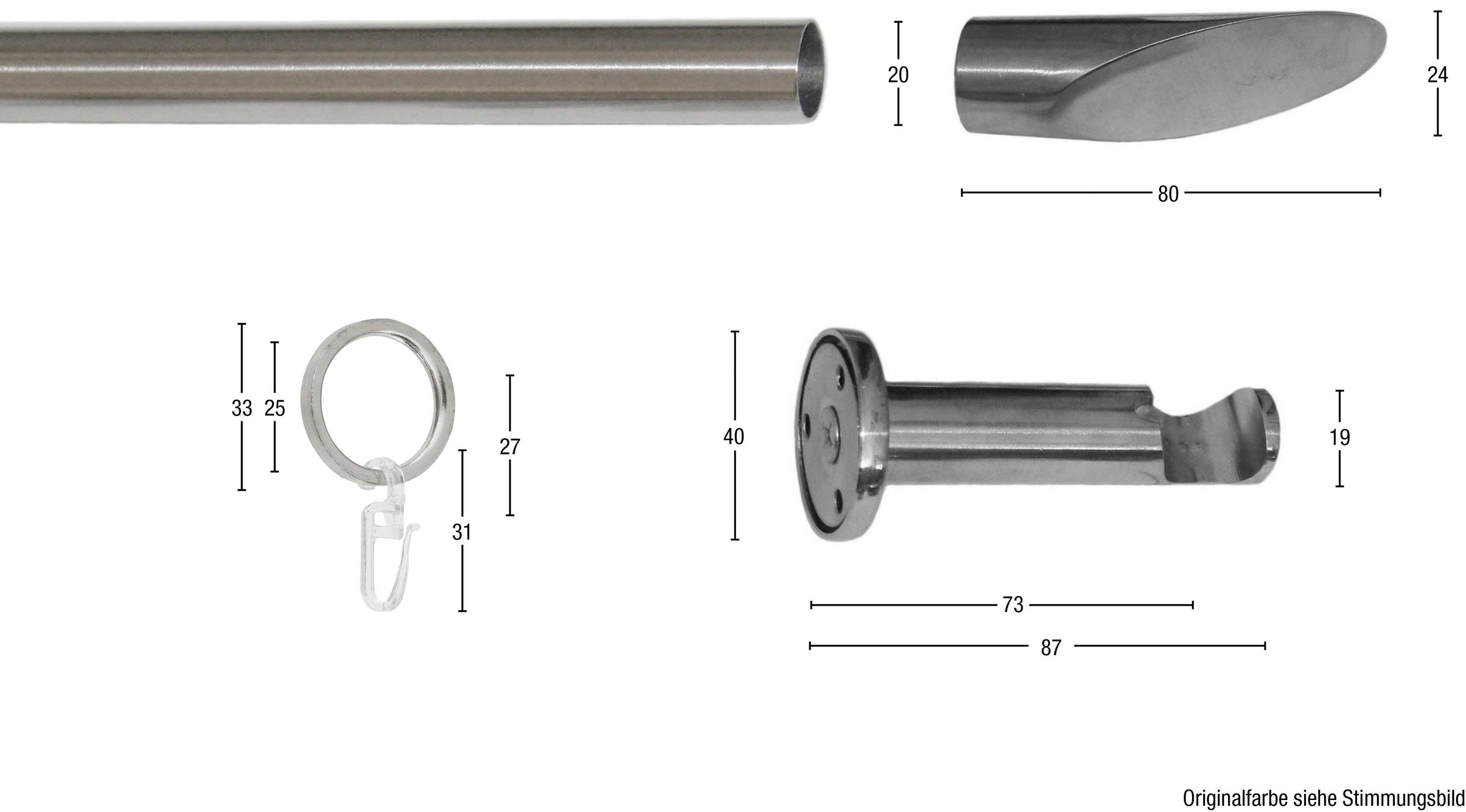 Thumbnail - GARESA Gardinenstange "MARBELLA" Ø 20 mm 1 läufig-läufig Wunschmaßlänge Vorhanggarnitur, verlängerbar, Wandmontage, mit ...