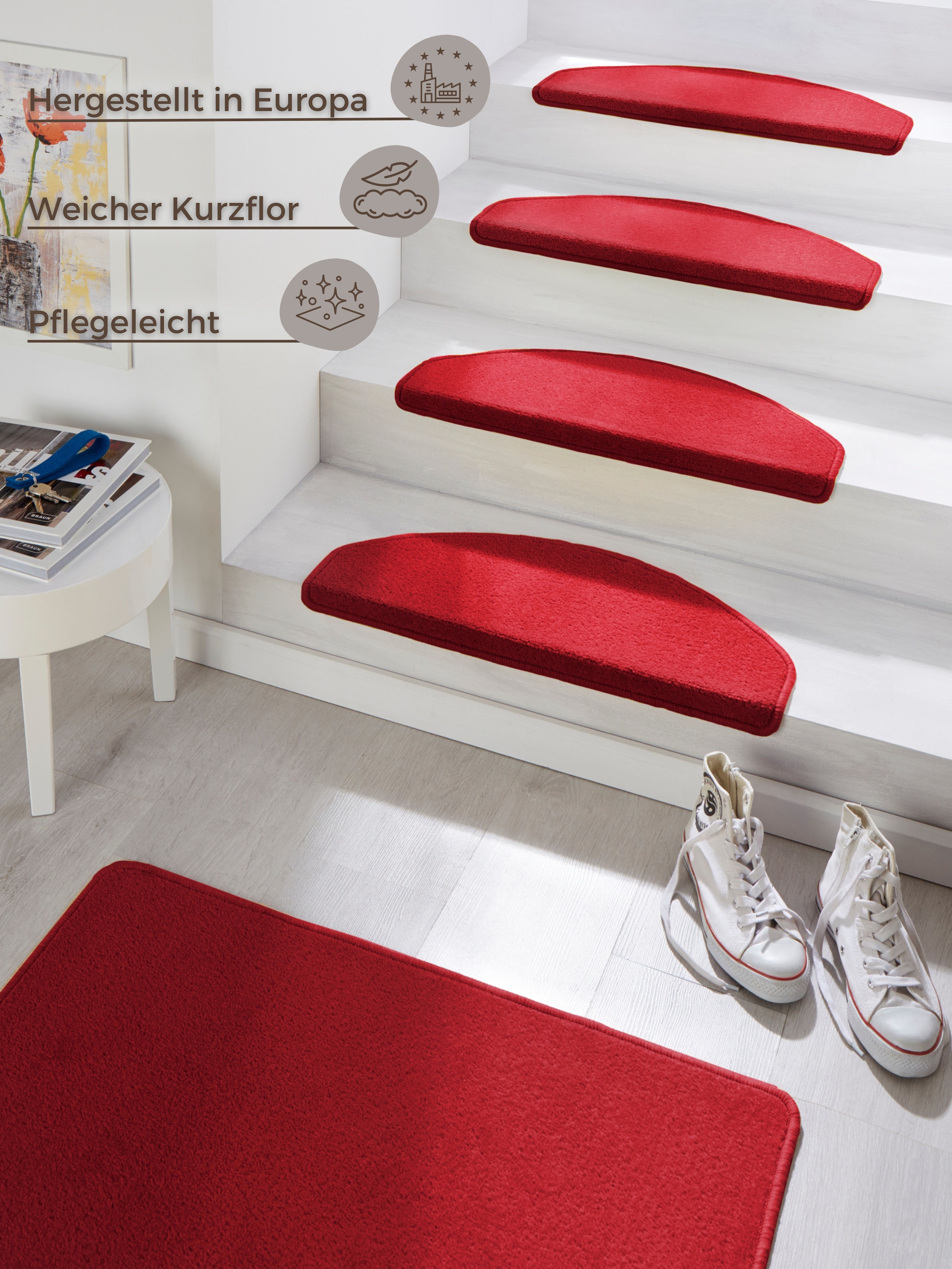 HANSE Home Stufenmatte »Fancy«, halbrund, 15 Stück, Treppenmatten, Selbstklebend, Stufenteppich, Treppenstufen