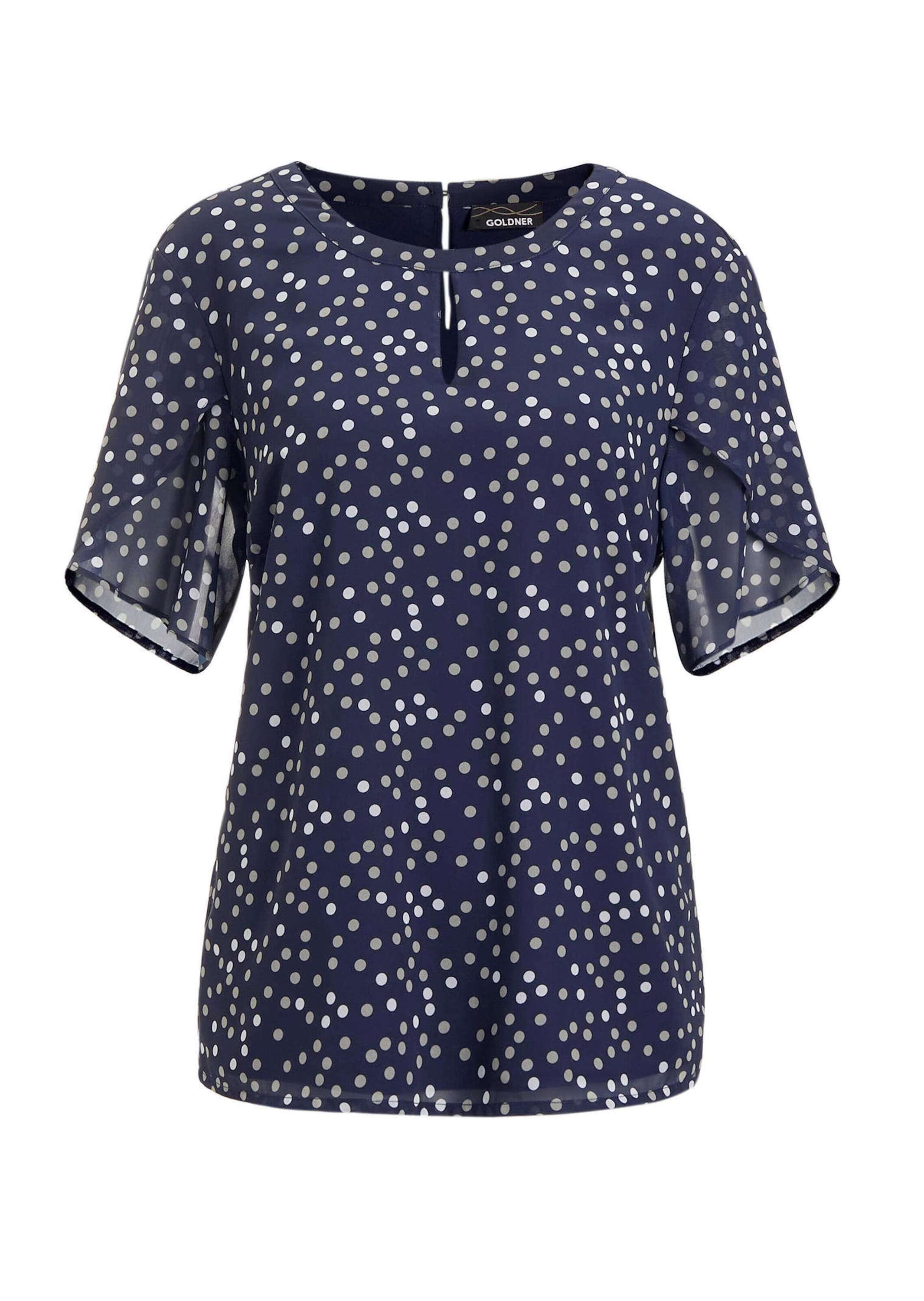 GOLDNER Kurzarmbluse "Kurzgröße Chiffonbluse Damen mit Tupfen-Alloverprint günstig online kaufen