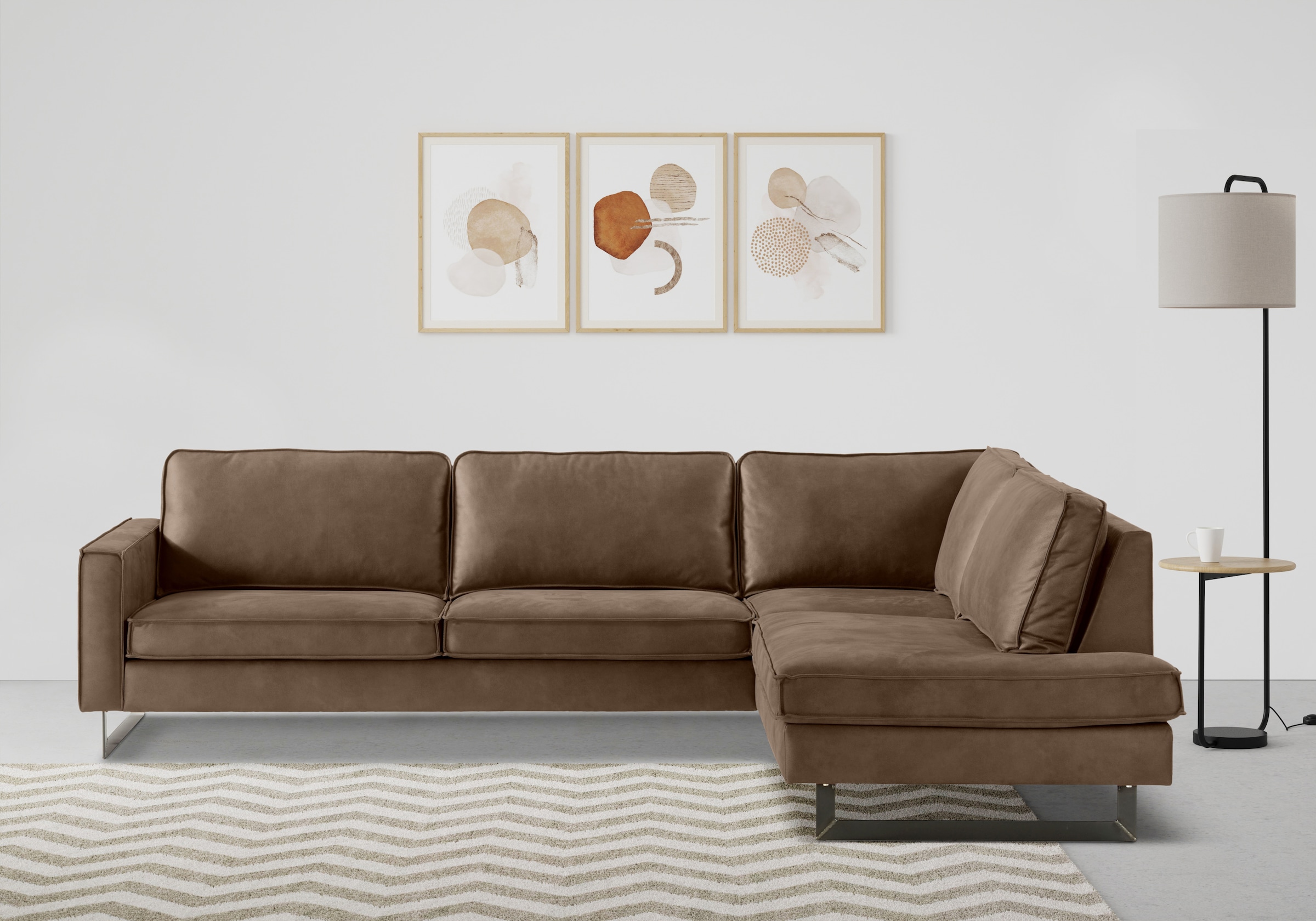 Places of Style Ecksofa "Pinto, 290 cm, Cord, Chenille, Lederoptik, Ottoman günstig online kaufen