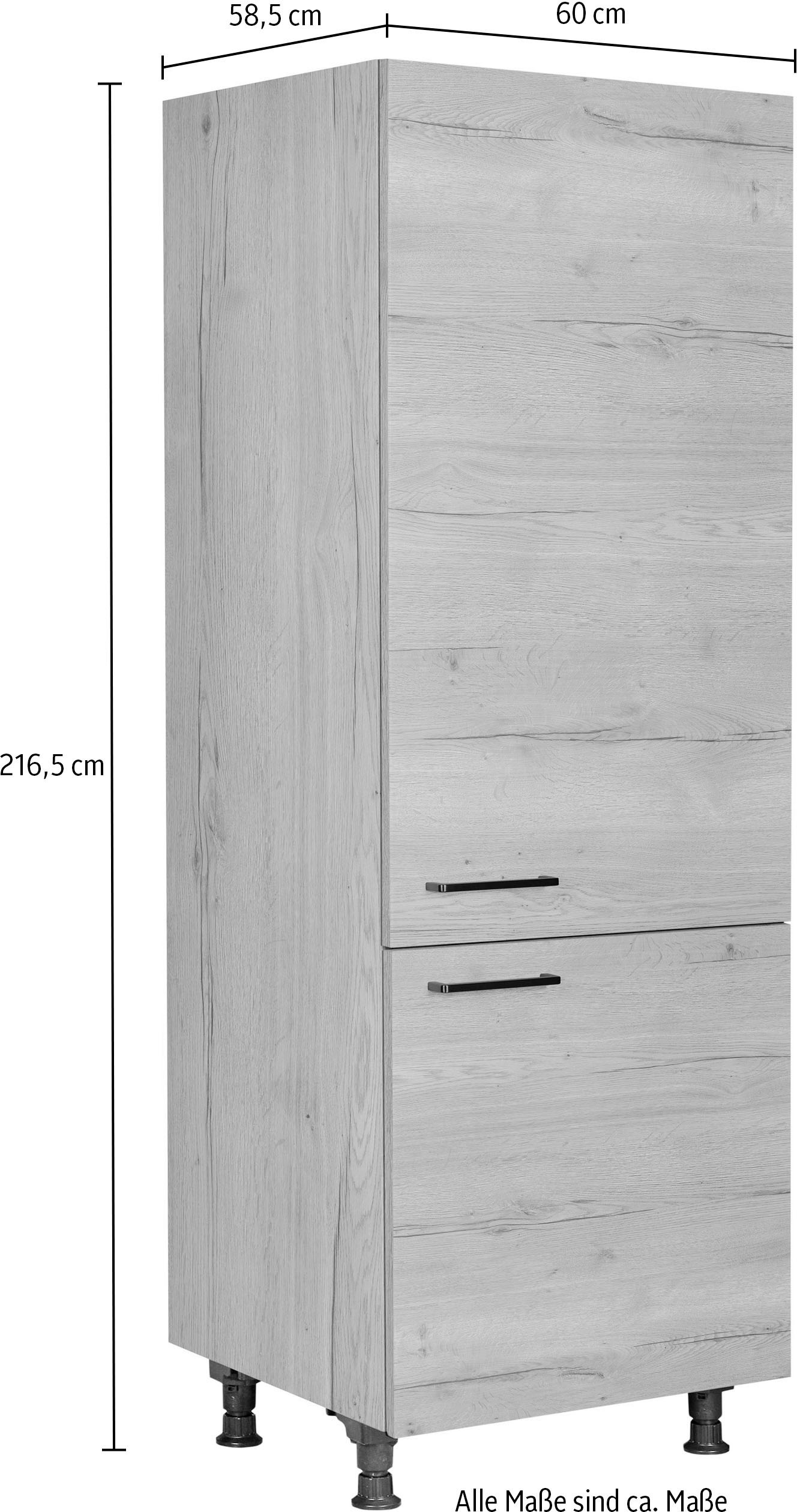 nobilia® Kühlumbauschrank »"Structura", mit zwei Türen und zusätzlichem Einlegeboden,«, vormontiert, Ausrichtung wählbar, Breite/Höhe: 60/216,6 cm