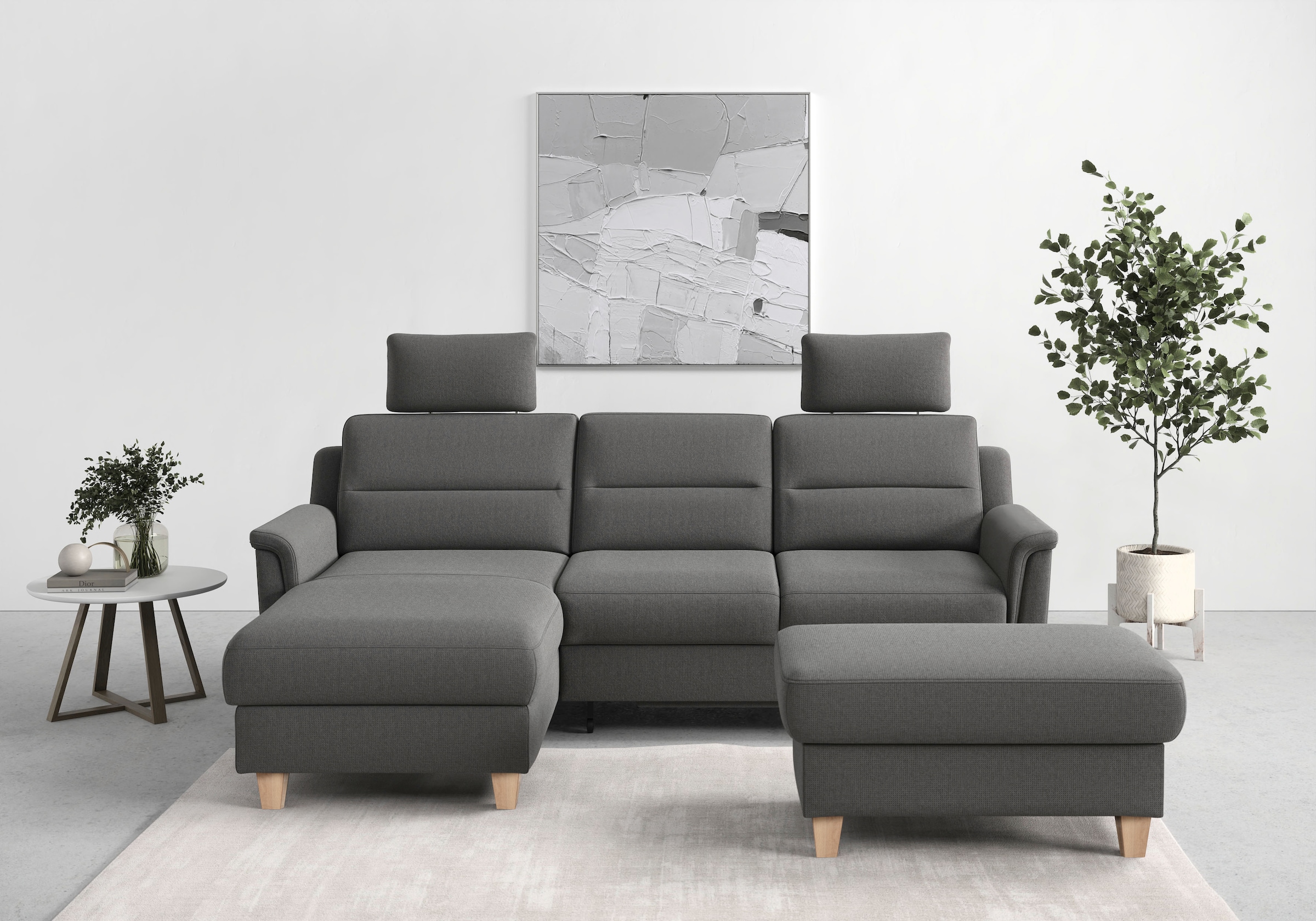 sit&more Ecksofa "Farö L-Form" inklusive Federkern, wahlweise mit Schlaffunktion und Bettkasten