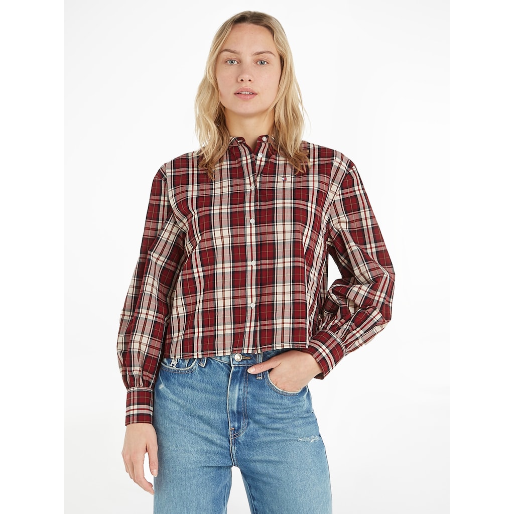 Tommy Hilfiger Langarmbluse »TARTAN CO COLLARLESS SHIRT«