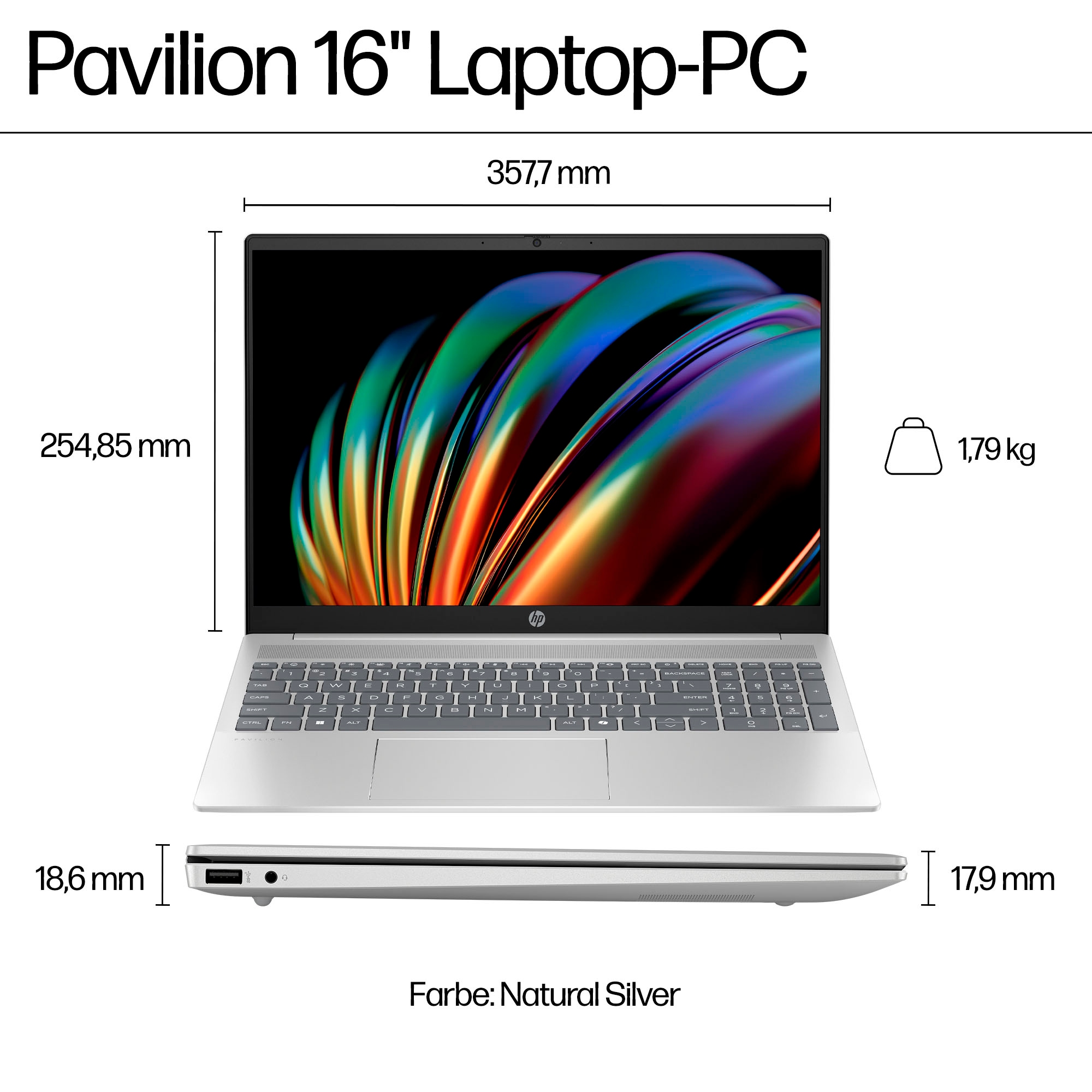 HP Notebook »Pavilion 16-af0256ng«, 40,6 cm, / 16 Zoll, Intel, Core Ultra 5, Intel Graphics, 512 GB SSD