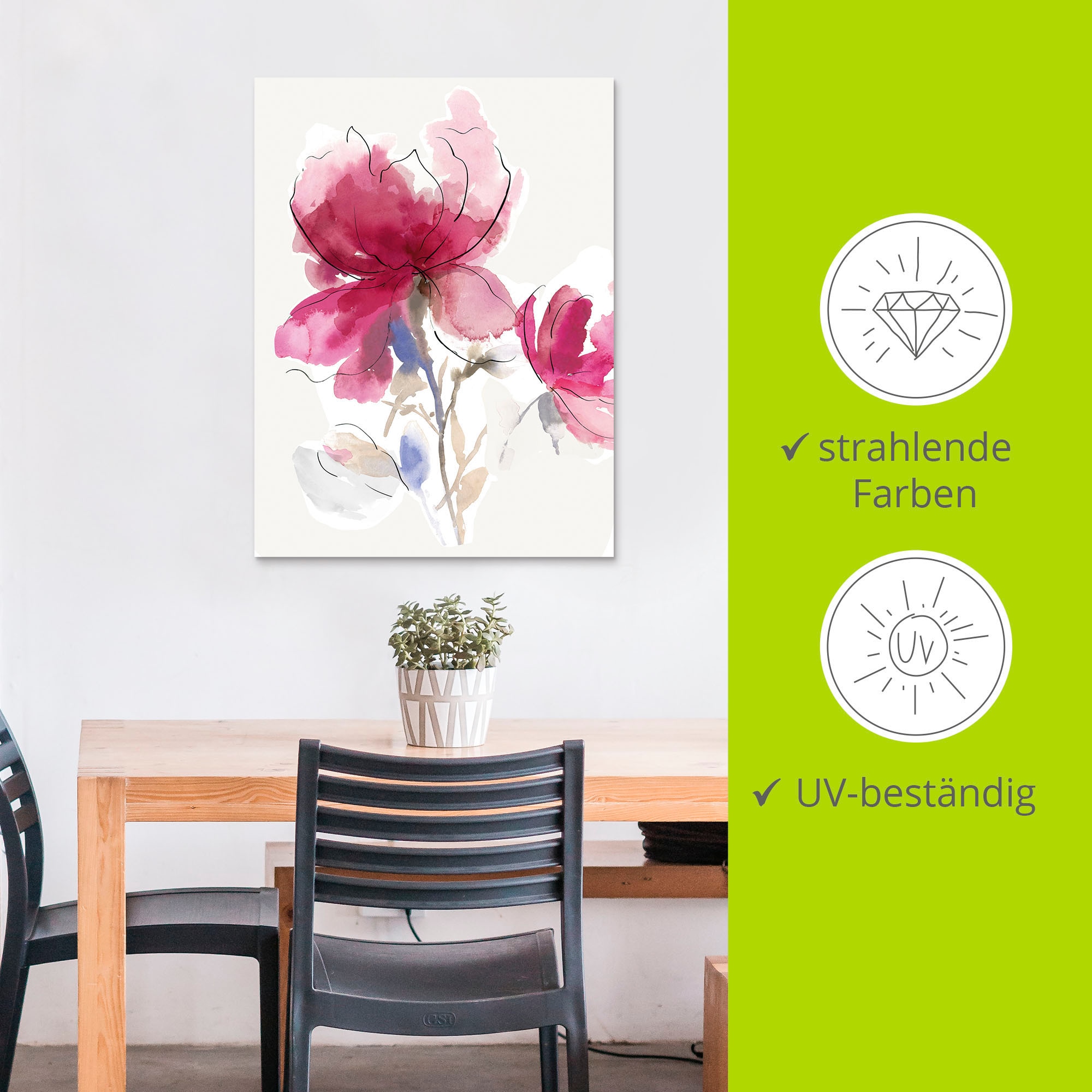 Artland Wandbild »Rosige Blüte I.«, Blumenbilder, (1 St.), als Alubild, Leinwandbild, Wandaufkleber oder Poster in versch. Größen
