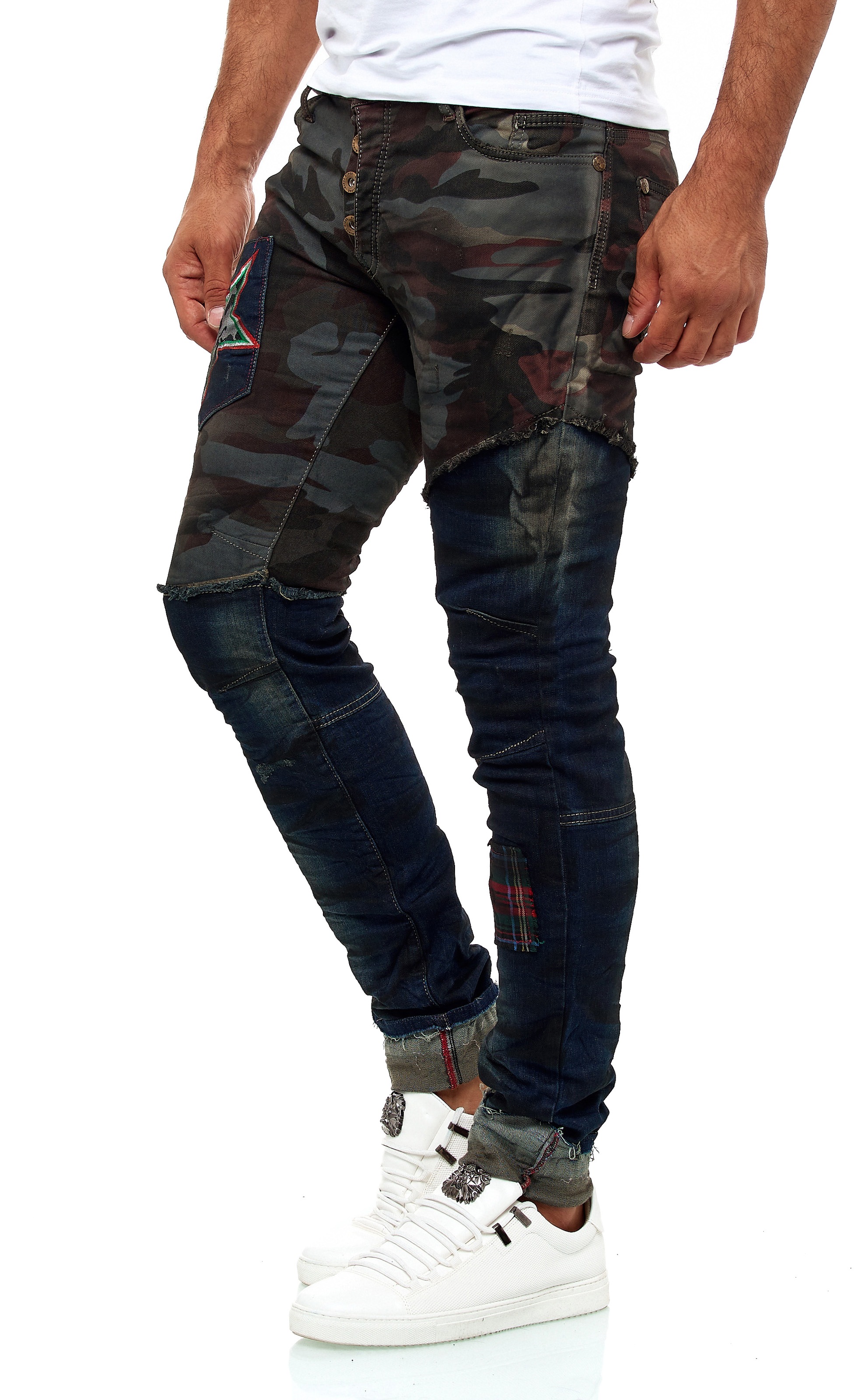 KINGZ Siauri džinsai im Army-Look