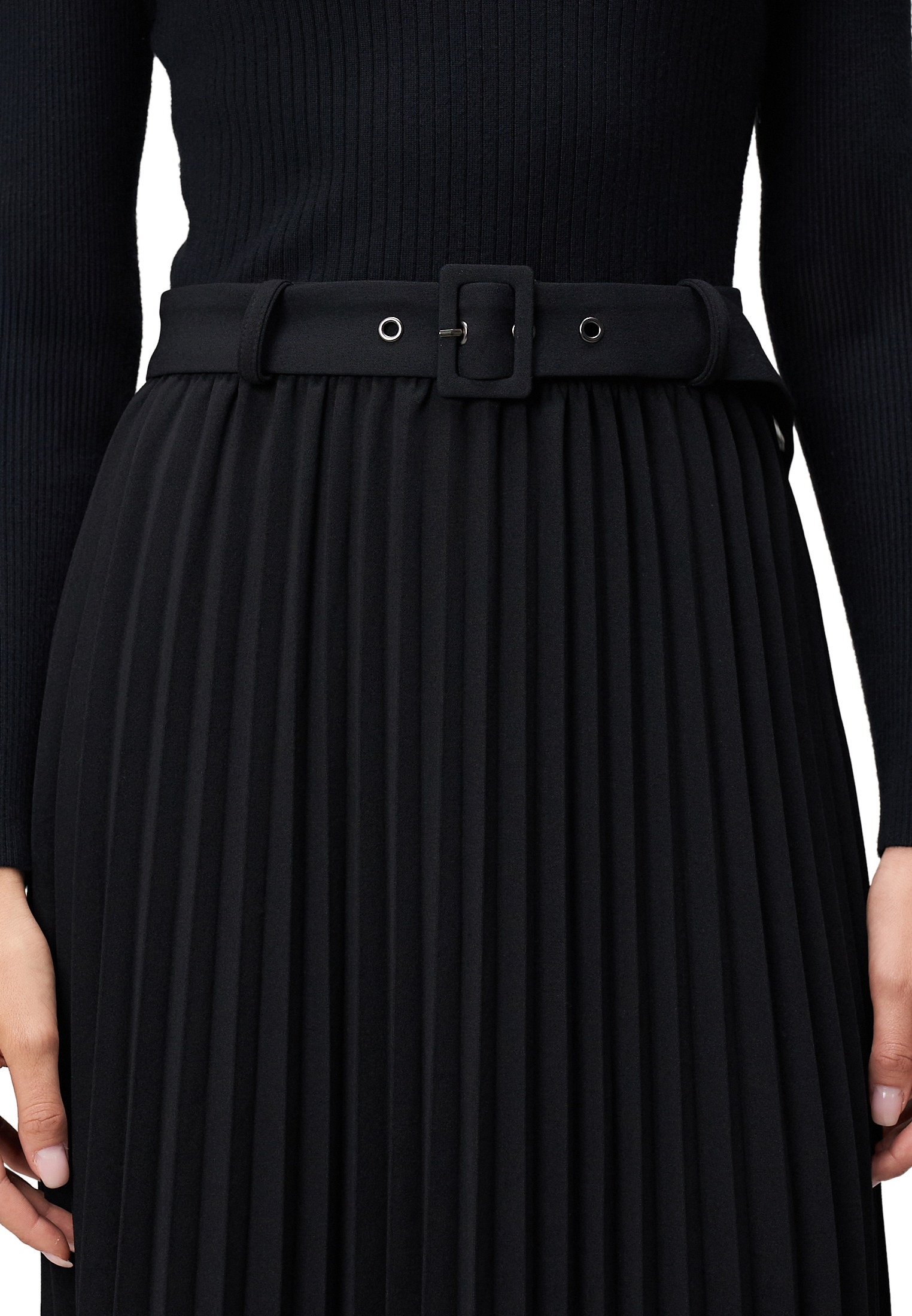 Zero Strickkleid »zero Damen Strickkleid mit Faltenrock«, Gürtel