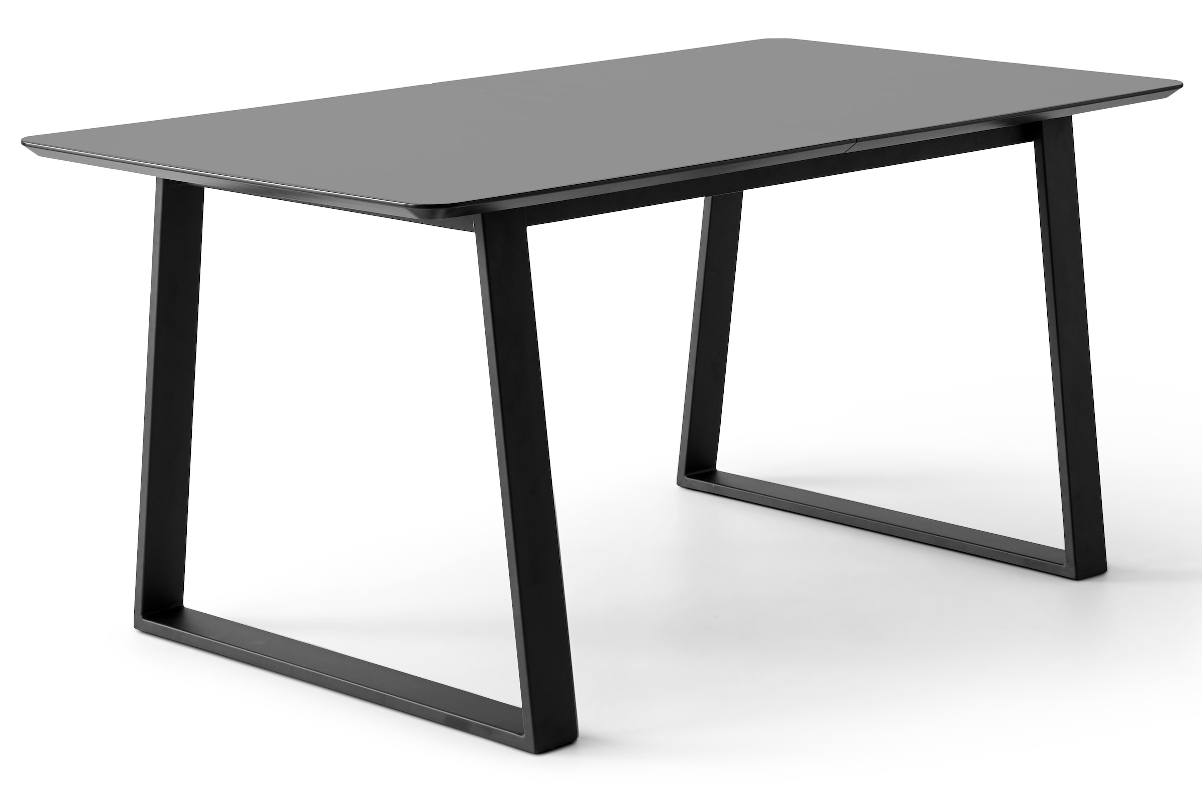 Hammel Furniture Esstisch »Meza Designtisch mit Auszugsfunktion und 2 Einlegeplatten«, abgerundete Tischplatte MDF, Trapez Metallgestell