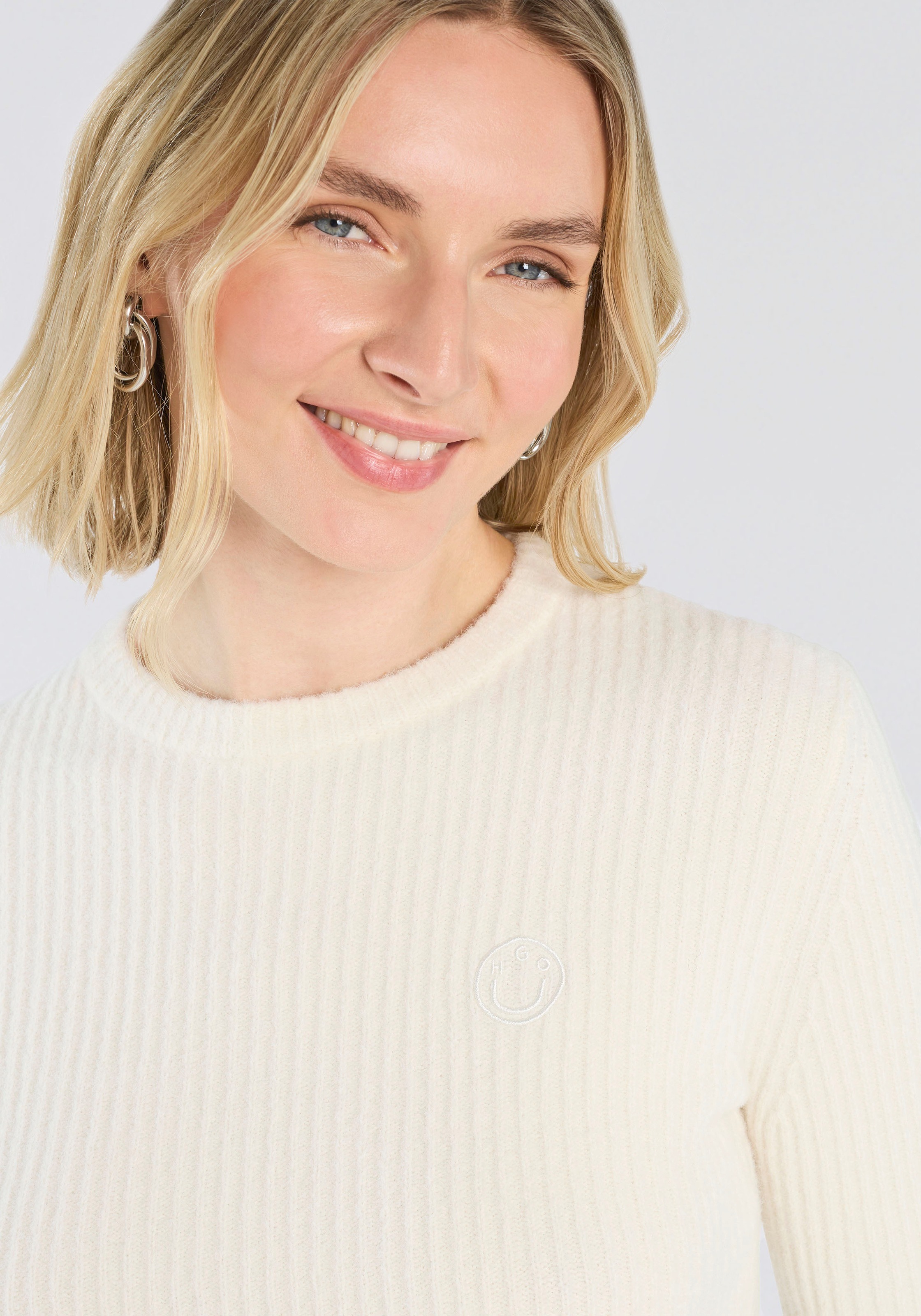 Thumbnail - HUGO Blue Rundhalspullover "Skitty" mit Wollanteil, Slim Fit, cropped