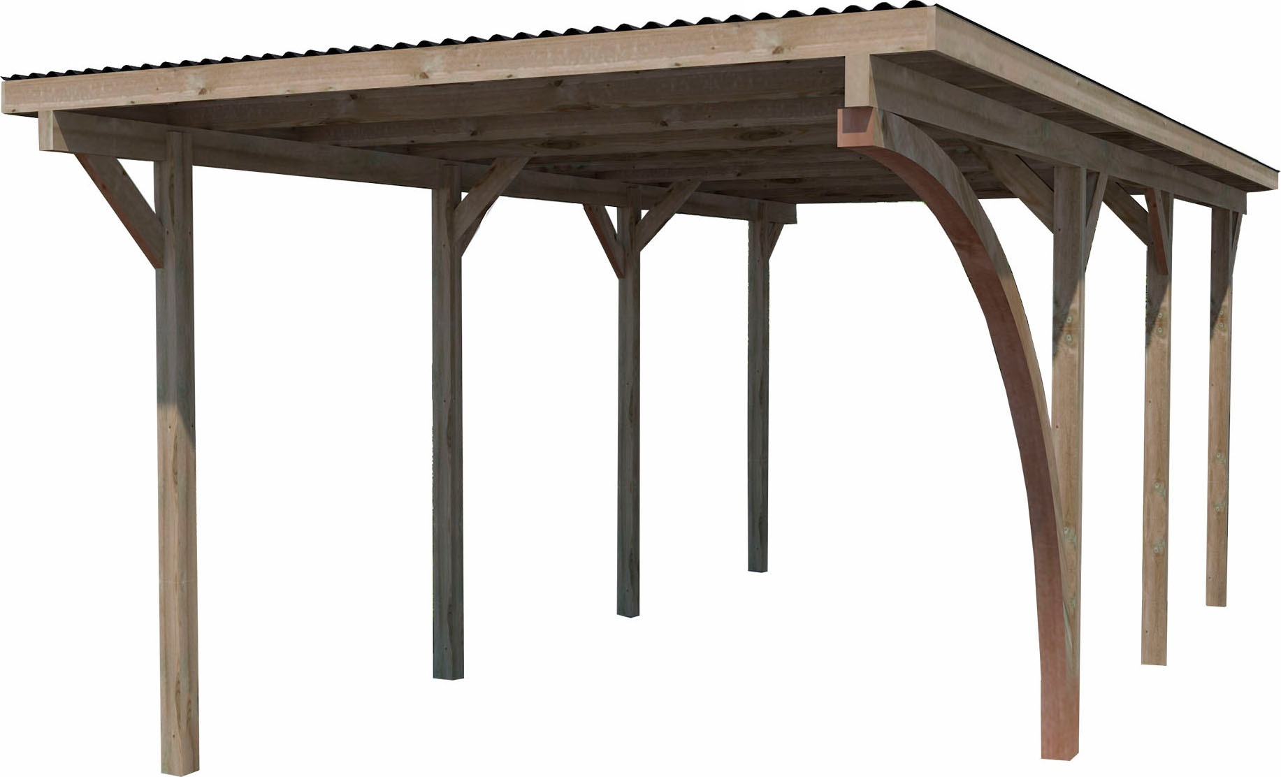 weka Einzelcarport "606 A Gr.2" Massivholz 250 cm braun mit Rundbogen wahlweise links- oder rechts montierbar