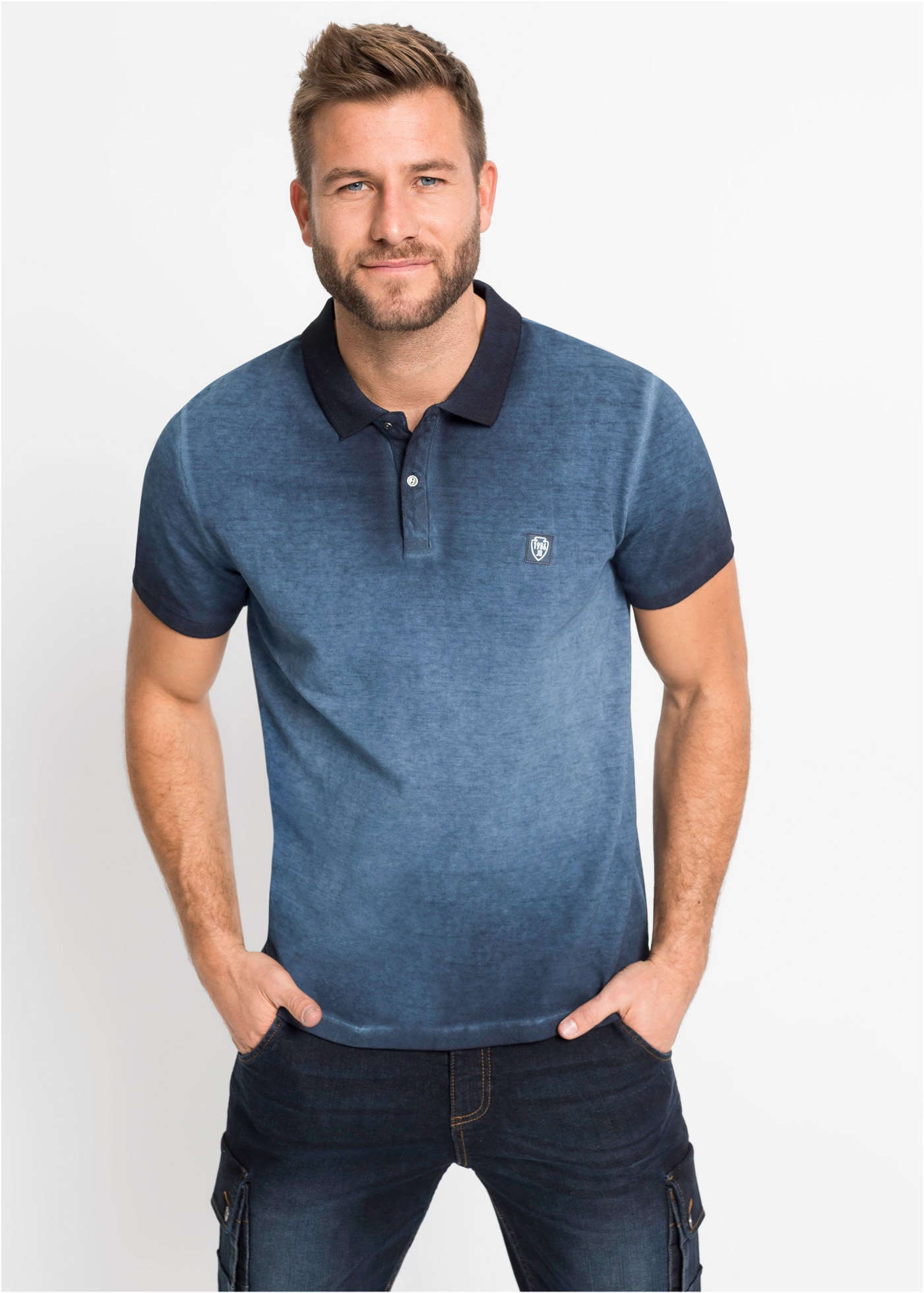 bonprix Poloshirt Kurzarm, Polokragen, ausgewaschene Optik, aus Baumwolle günstig online kaufen