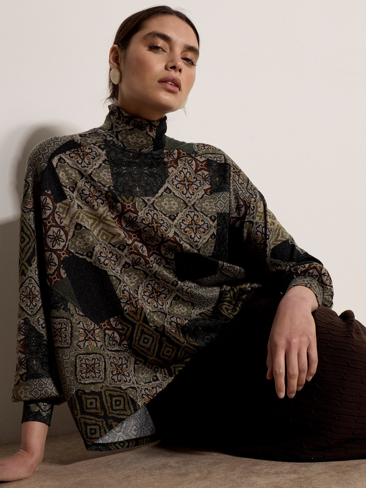 Apricot Strickpullover »Rollkragenpullover« im Patchwork-Tapisserie-Design
