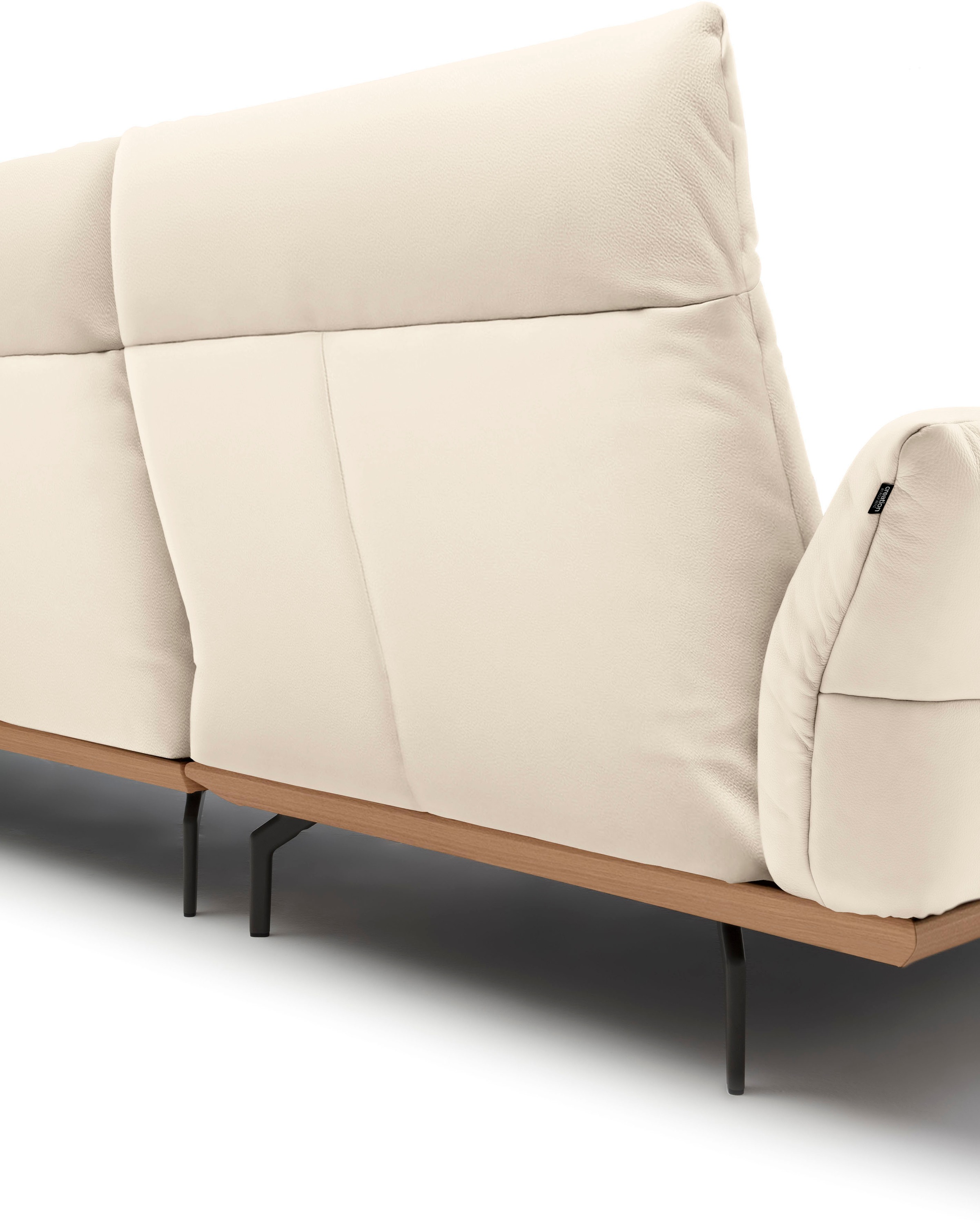 Creation BY ROLF BENZ Ecksofa »CR.460«, Sockel in Eiche, Winkelfüße in Umbragrau, Breite 318 cm