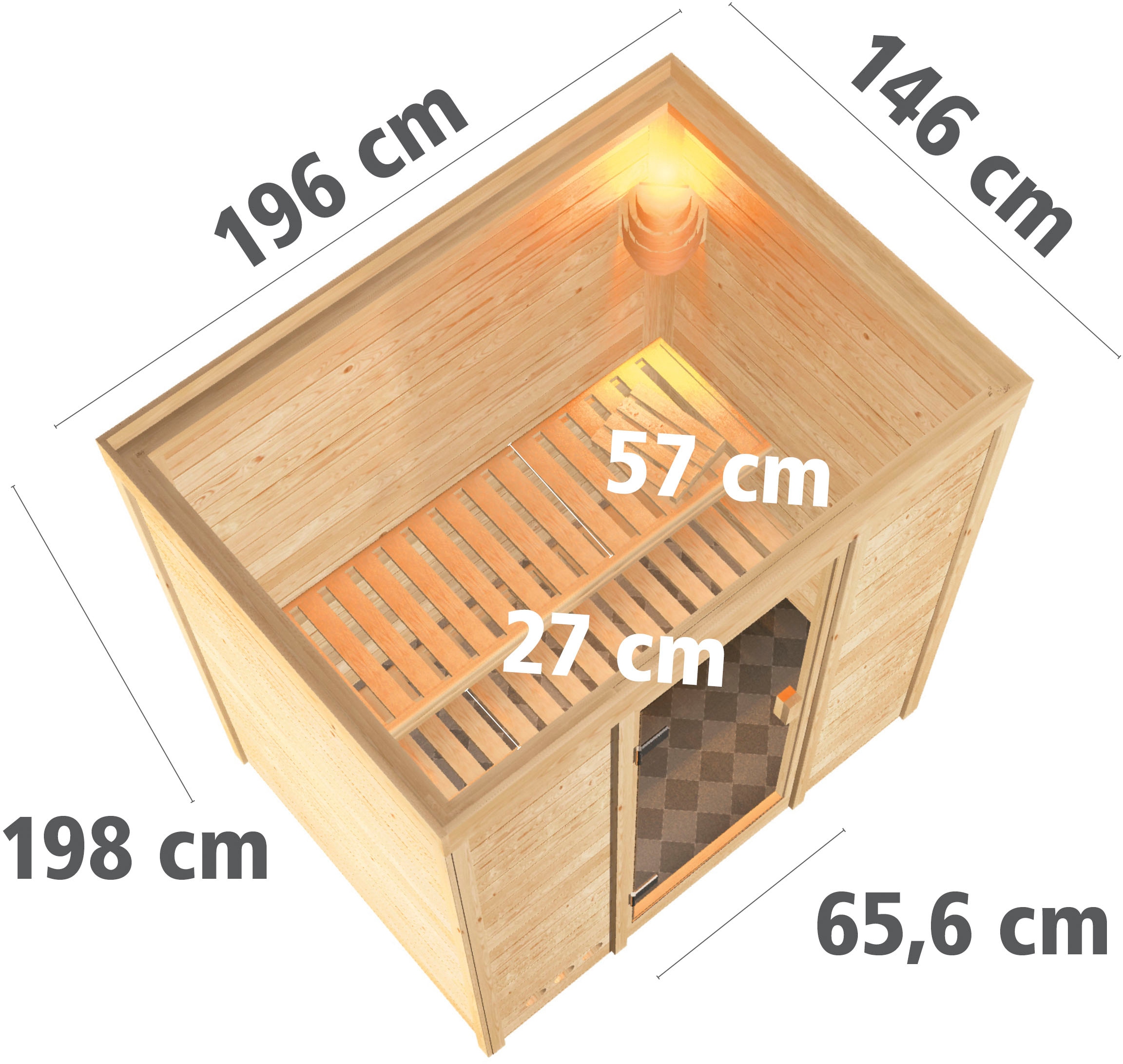 Karibu Sauna »"Sonja" mit Energiespartür 2 Ofen 9 kW Bio externe Strg modern«