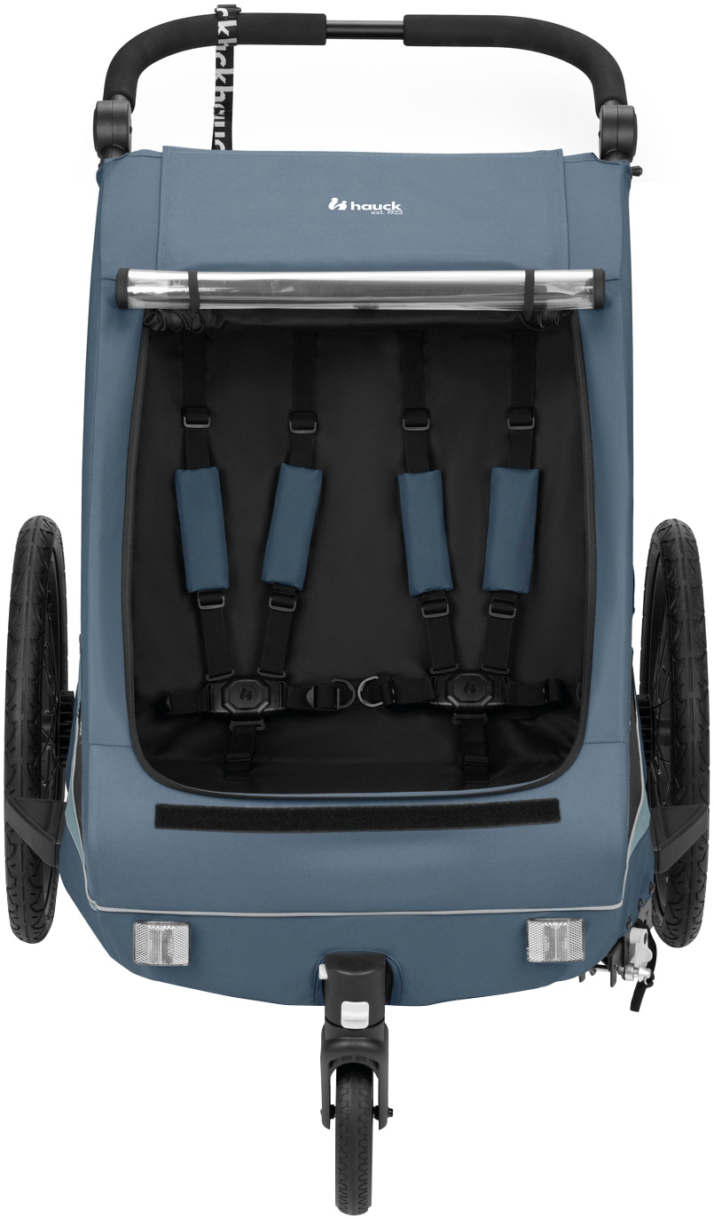 Hauck Fahrradkinderanhänger »2in1 Bike Trailer und Buggy Dryk Duo Plus, dark blue«, für 2 Kinder; inklusive Deichsel