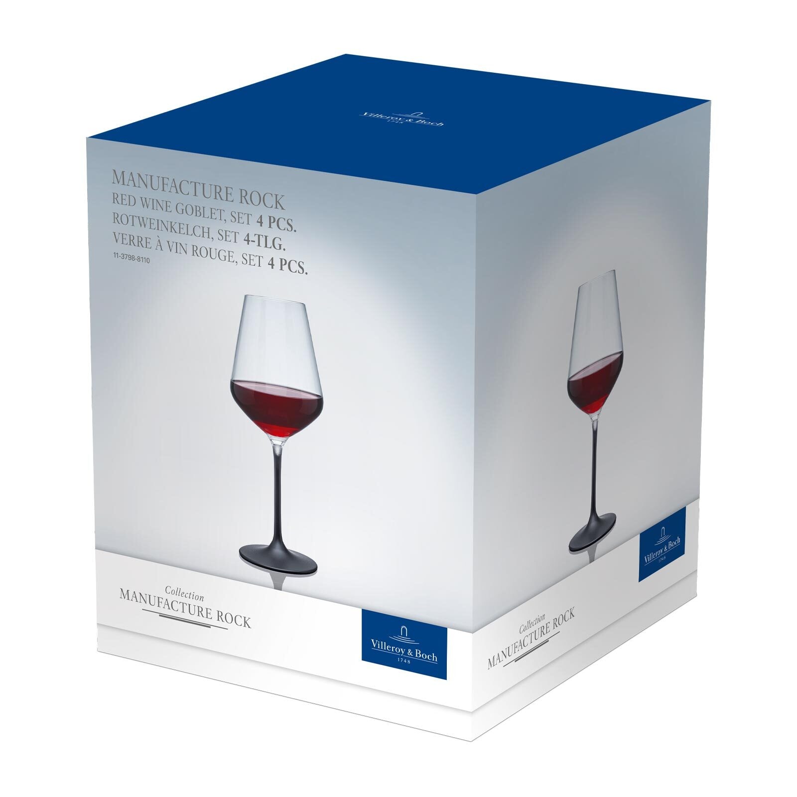 Villeroy & Boch Rotweinglas »Rotweingläser Manufacture Rock 470 ml 4er Set schwarz-transparent«