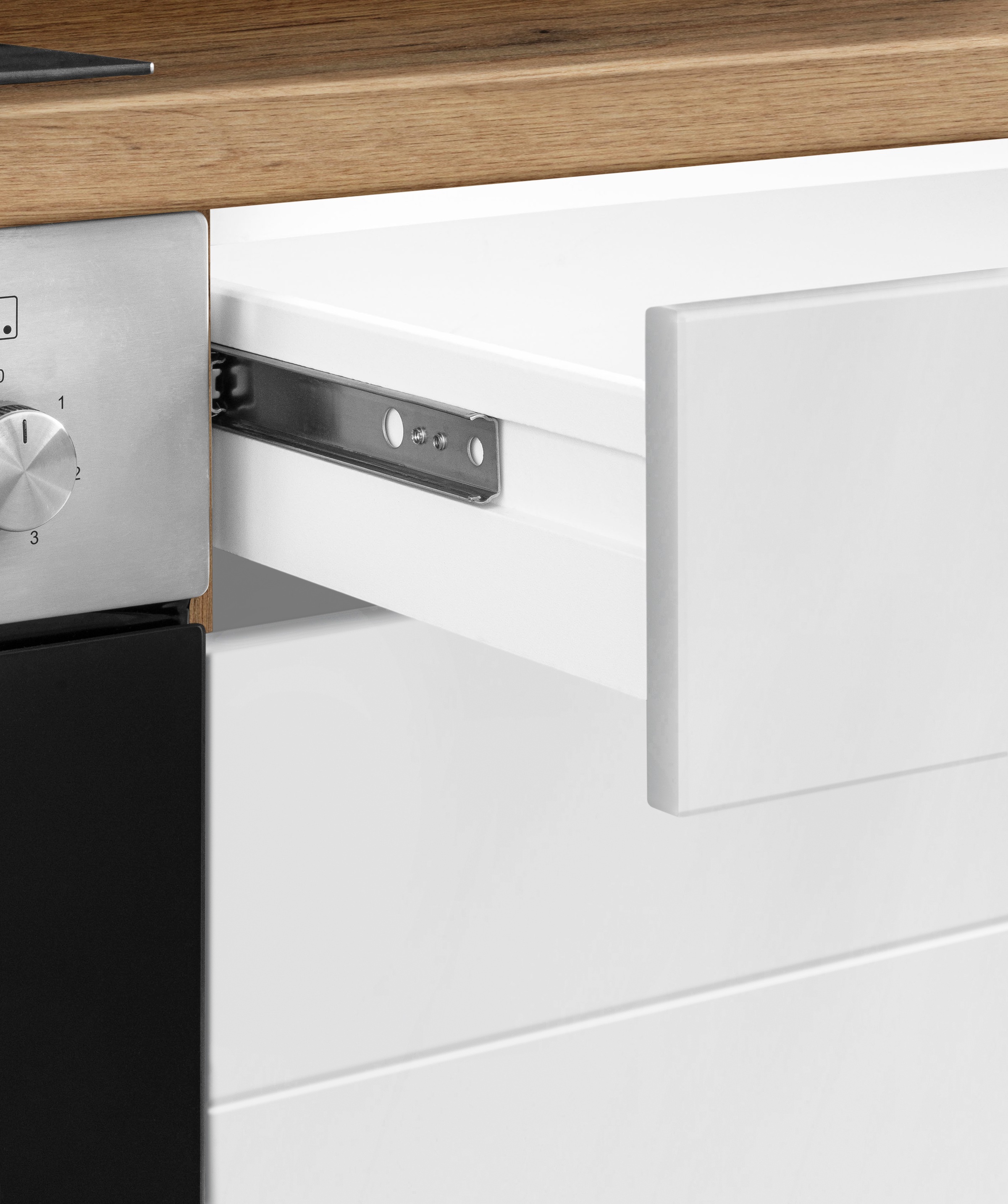 KOCHSTATION Küchenzeile »KS-Luhe« 300 cm breit, wahlweise mit oder ohne E-Geräten, gefräste MDF-Fronten