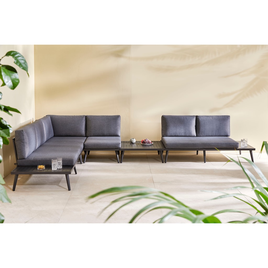 KONIFERA Gartenlounge-Set »Denver«, (Set, 14 tlg., 2x 2er Sofa mit Ablae, 1x Ecke, 1x Sessel, 1x Tisch 85x85x39,5cm)