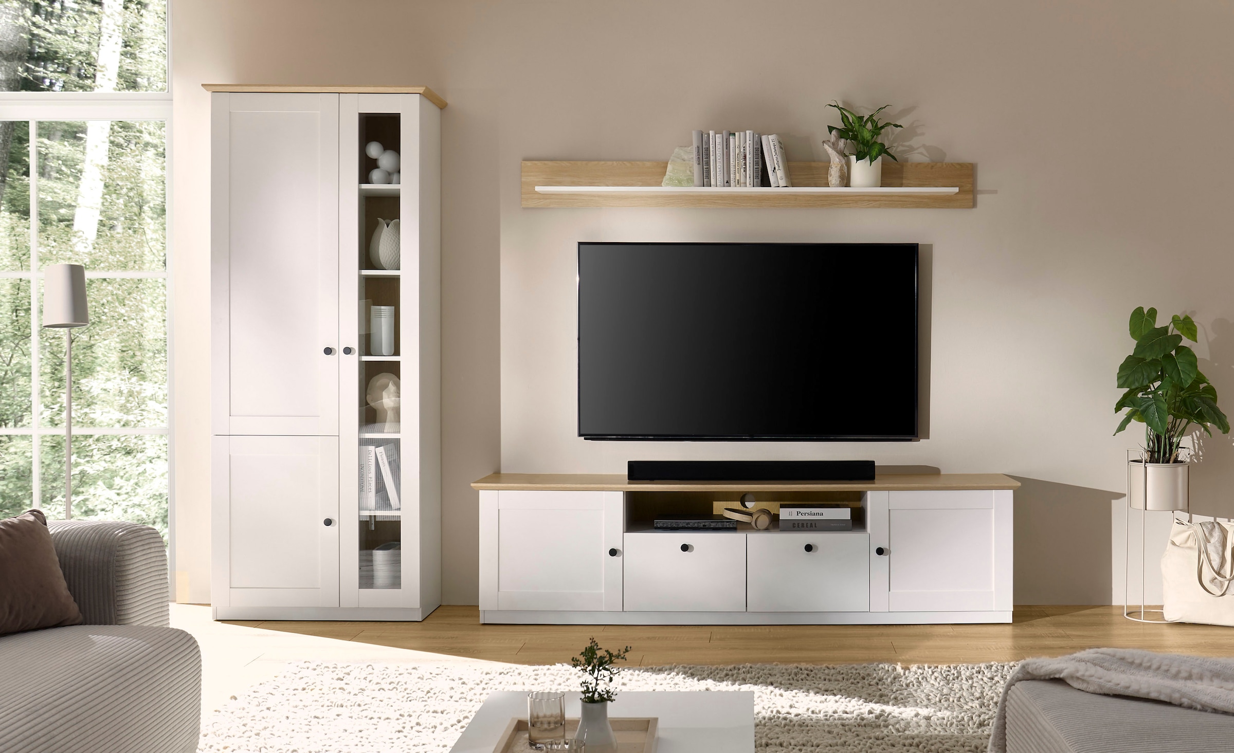 OTTO home Wohnwand »Brest, Anbauwand im Landhausstil, Komplettset, Wohnzimmer-Set« Set, 3 Stk. tlg.