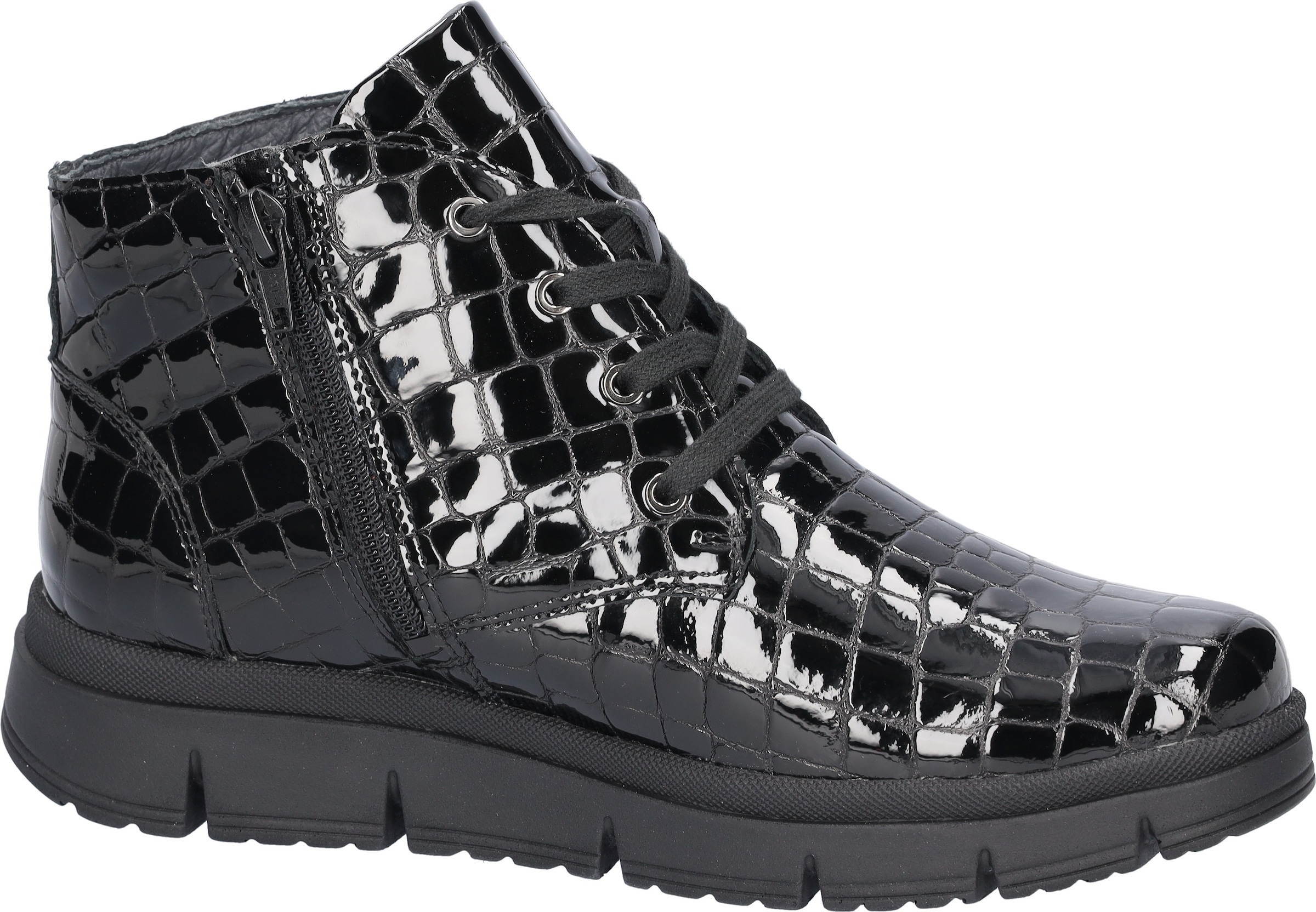Waldläufer Schnürstiefelette »H-PINA«, Schnürboots, High Top Sneaker, in Lack-Kroko-Optik, Komfortweite H