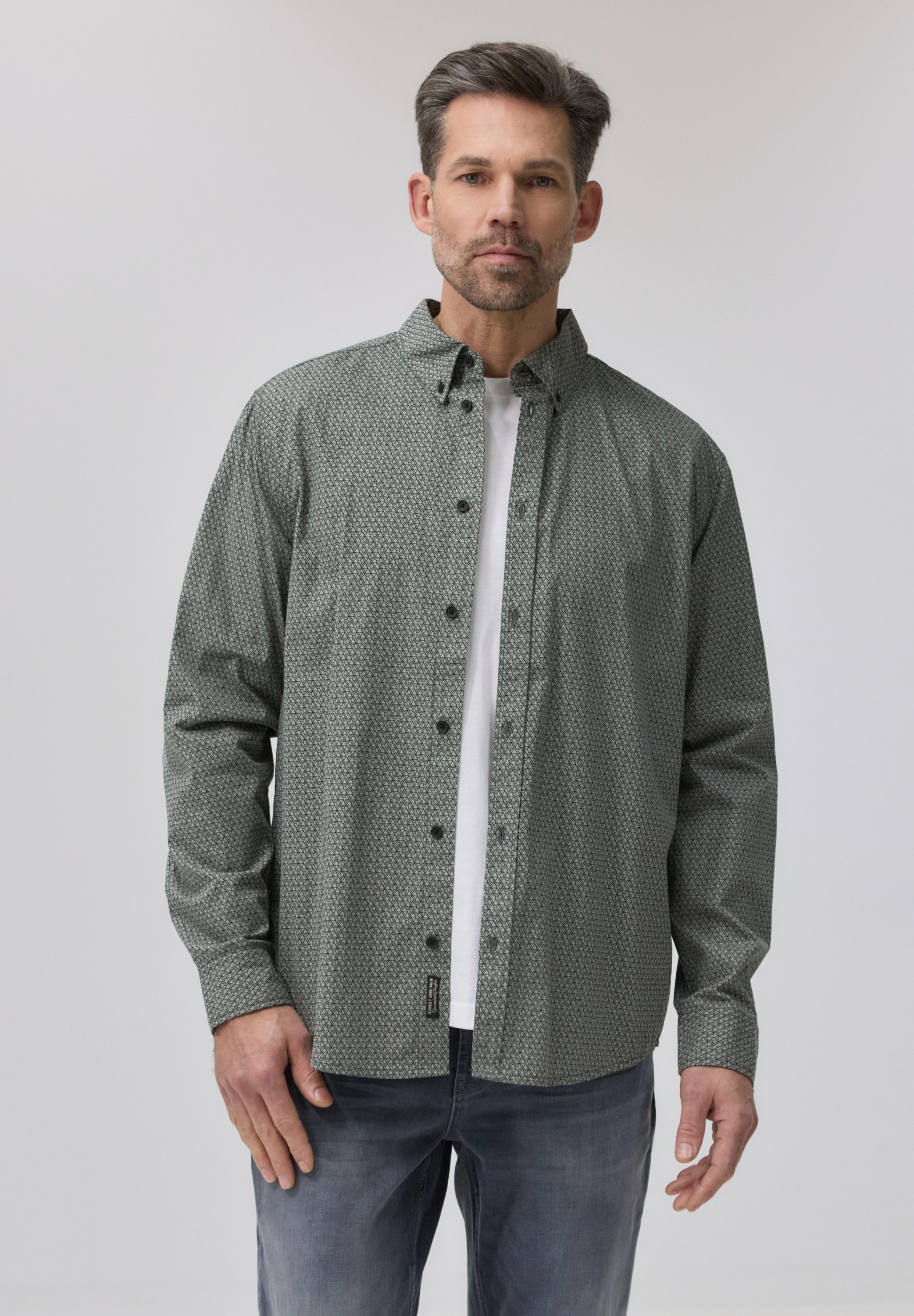 STREET ONE MEN Langarmhemd aus reiner Baumwolle