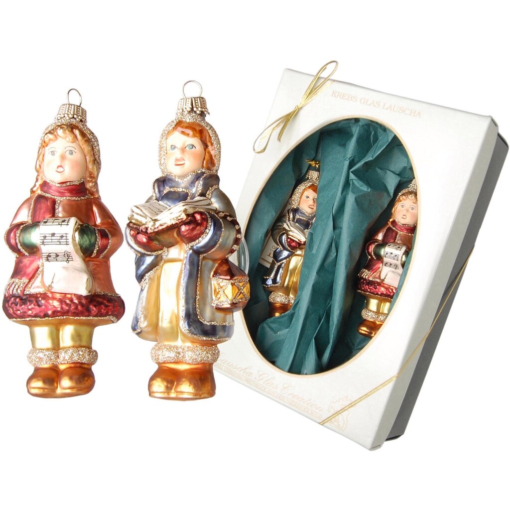 Krebs Glas Lauscha Christbaumschmuck »Viktorianische Sternsinger, Weihnachtsdeko, Christbaumschmuck«, (2 tlg.)