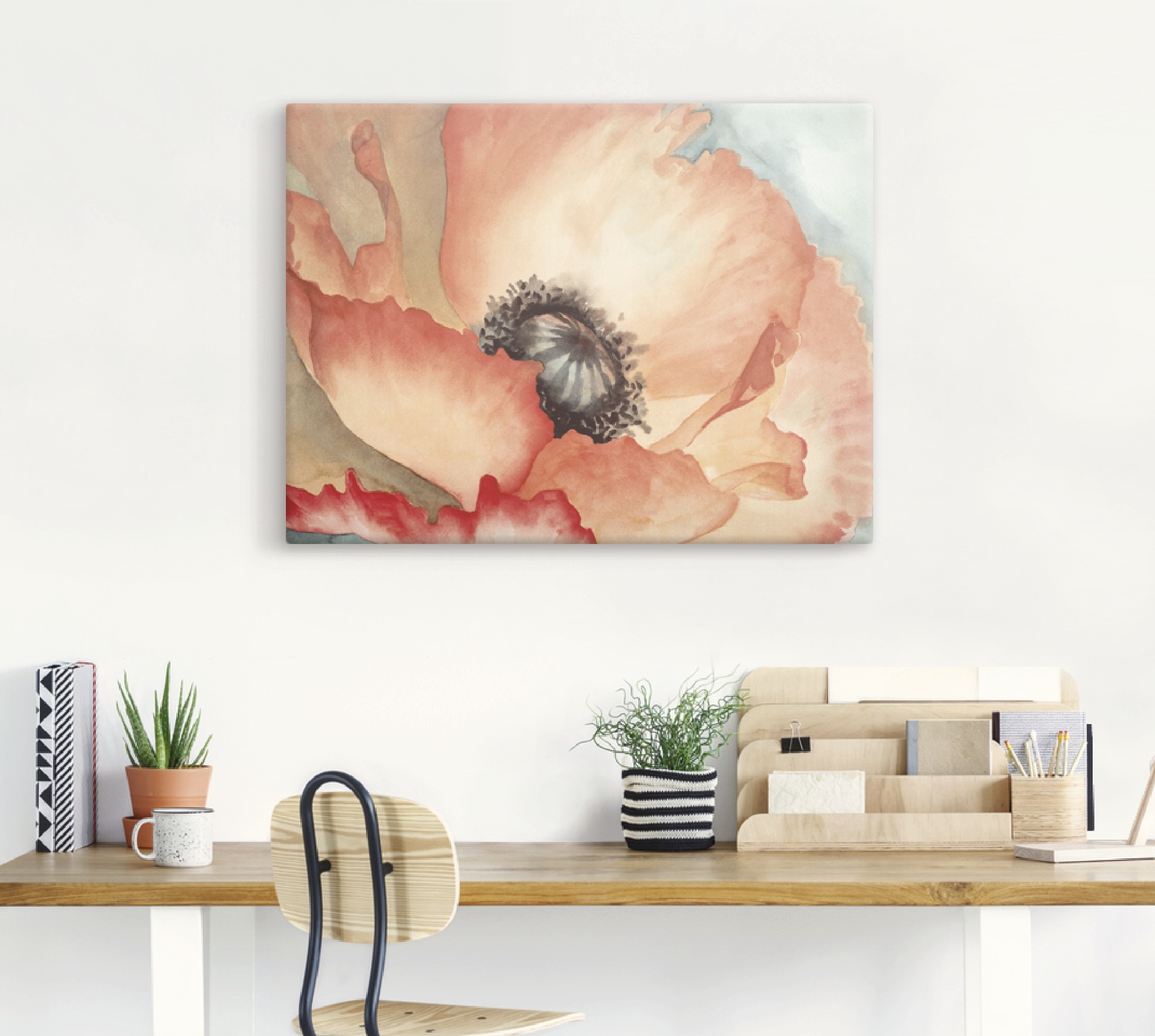 Thumbnail - Artland Wandbild "Wasserfarben Mohn II", Blumen, (1 St.), als Leinwandbild in verschied. Größen