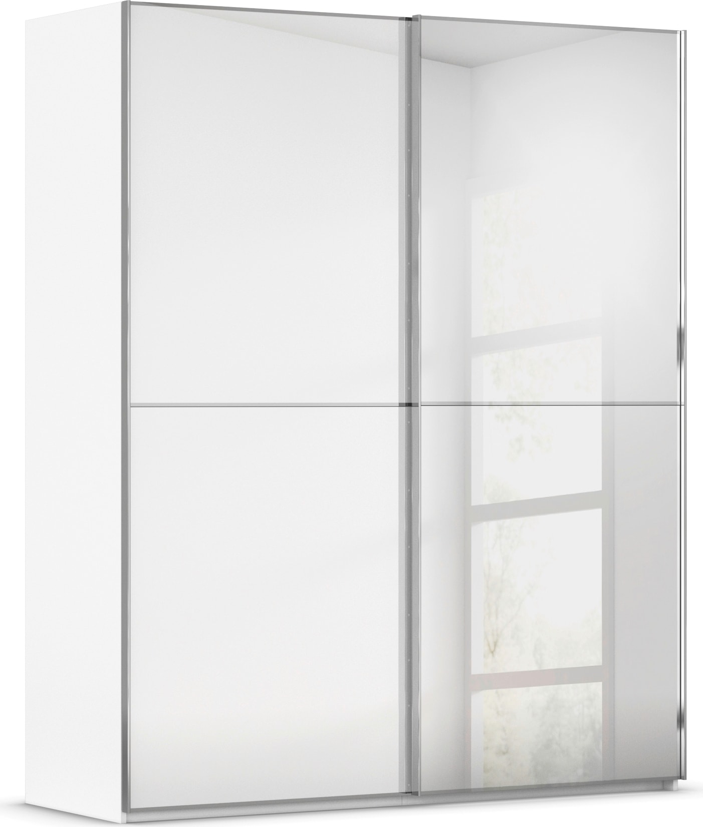 rauch Schwebetürenschrank "Kleiderschrank Schrank Garderobe Schlafzimmerschrank SCALE-DUO" edle zweigeteilte Türen Spiegel/Glas-Mix 3 Zierleisten MADE IN GERMANY